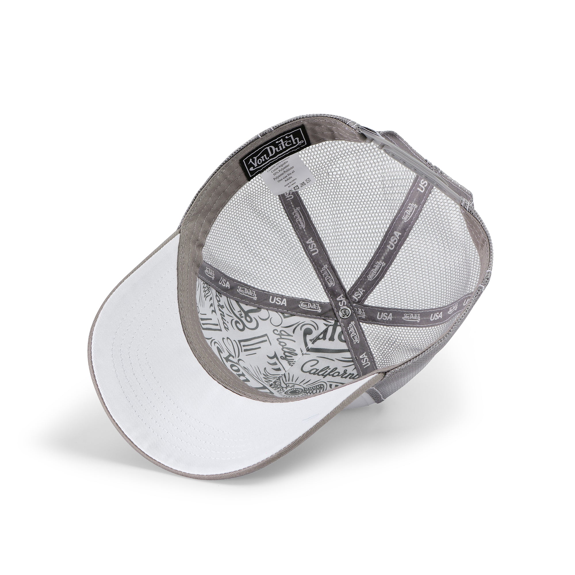 Von Dutch Light Grey & White Trucker Hat - Image 5