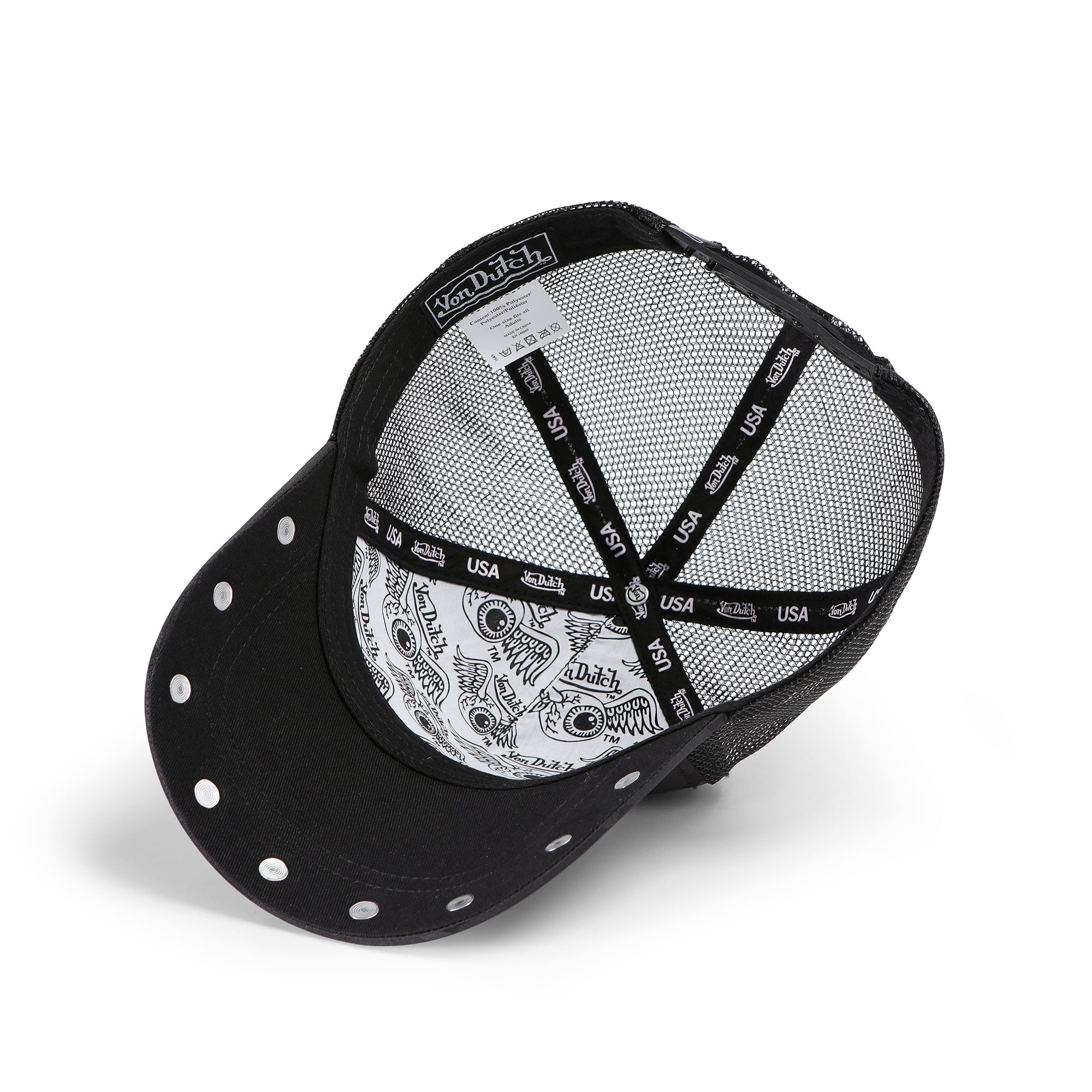 Von Dutch 415 Black & Pink Studded Trucker Hat - Image 5