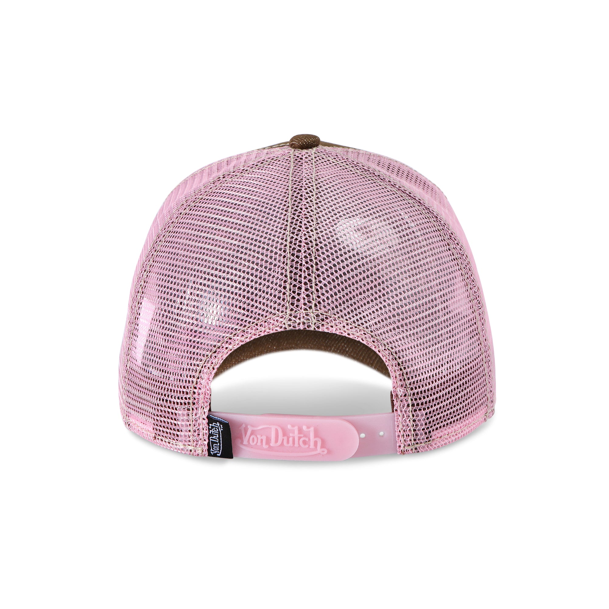 Von Dutch Rhinestone Trucker Hat - Brown with Pink Rhinestones - Image 4