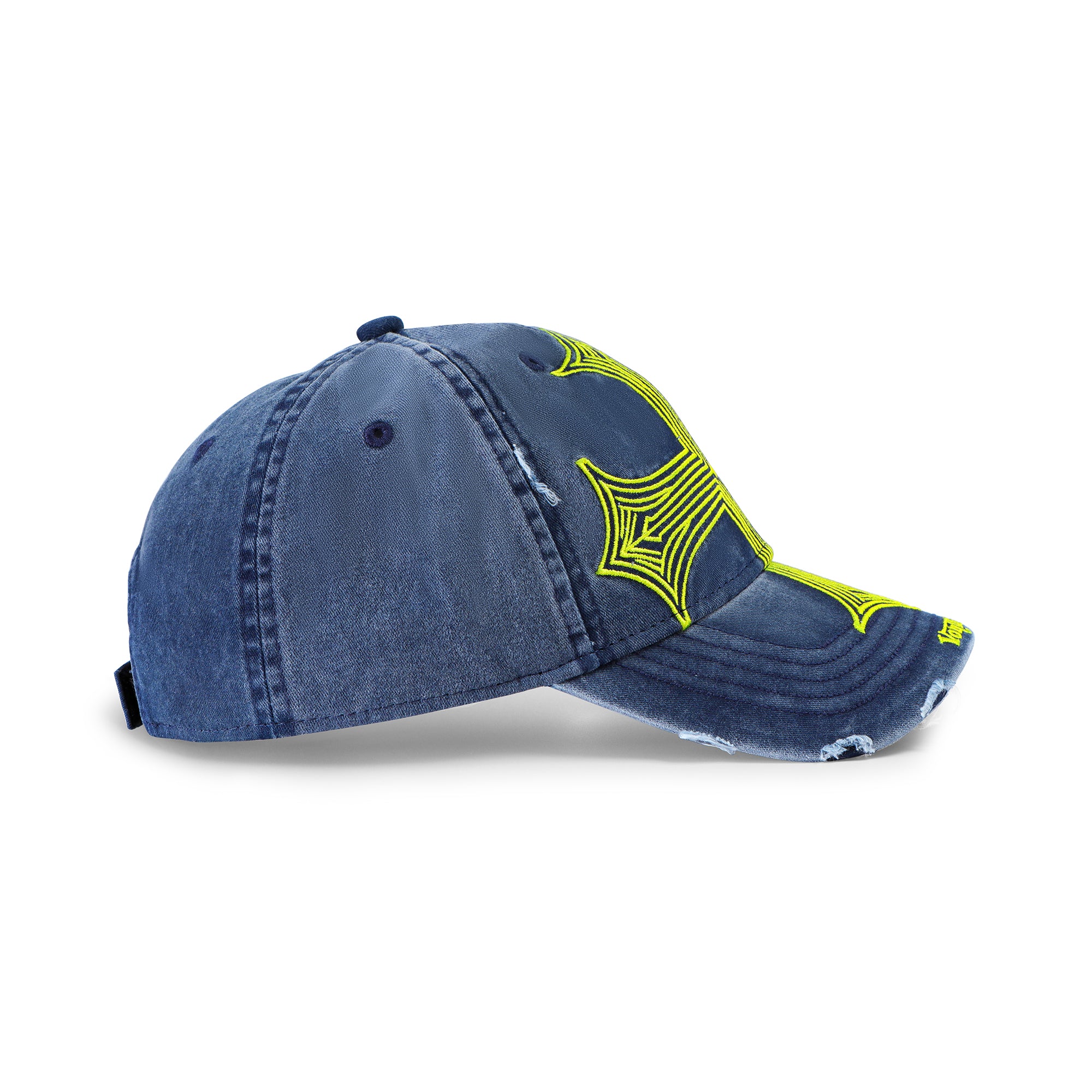 Von Dutch Denim Lowrider Strapback Hat- Blue & Yellow - Image 3