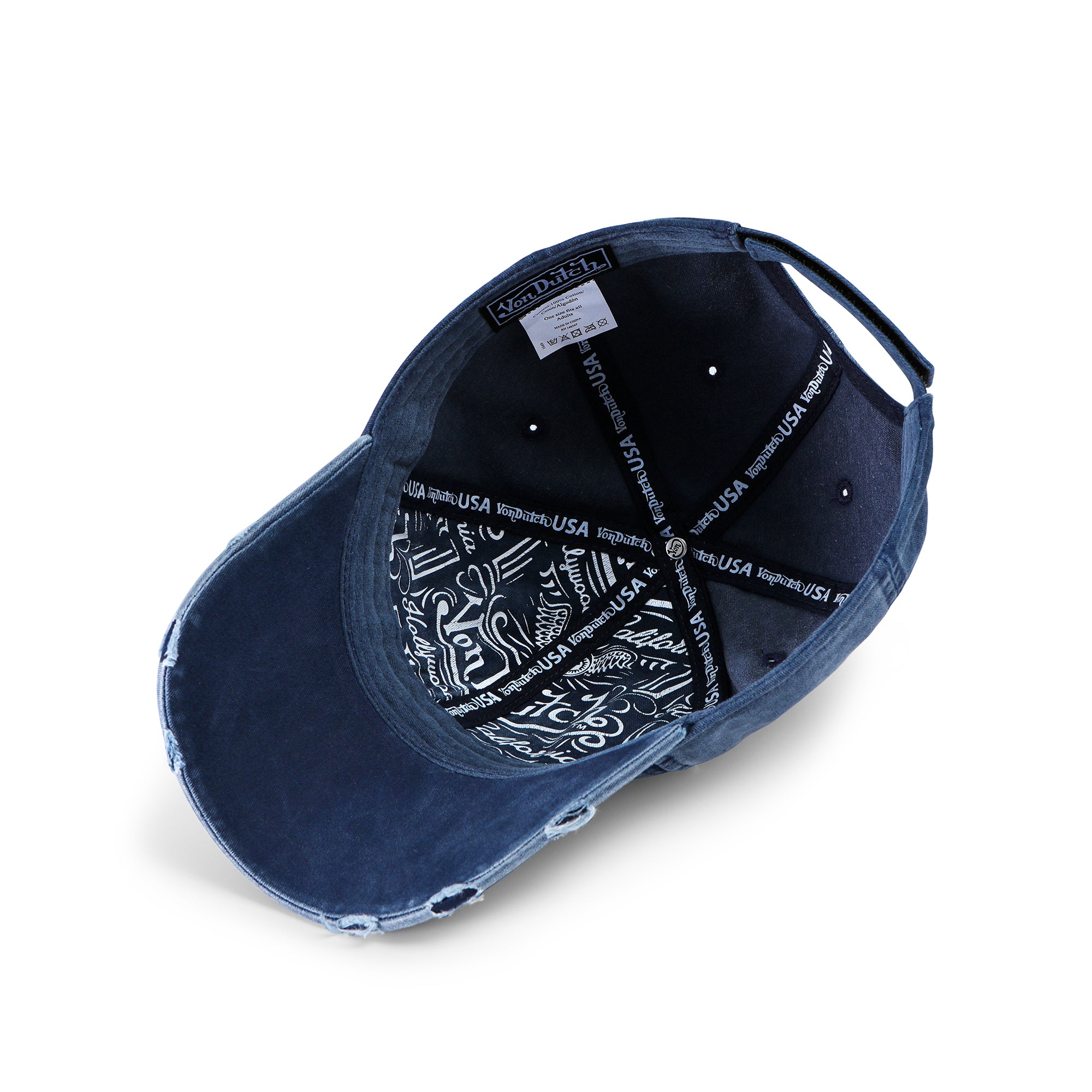 Von Dutch Denim Lowrider Strapback Hat- Blue & Yellow - Image 5