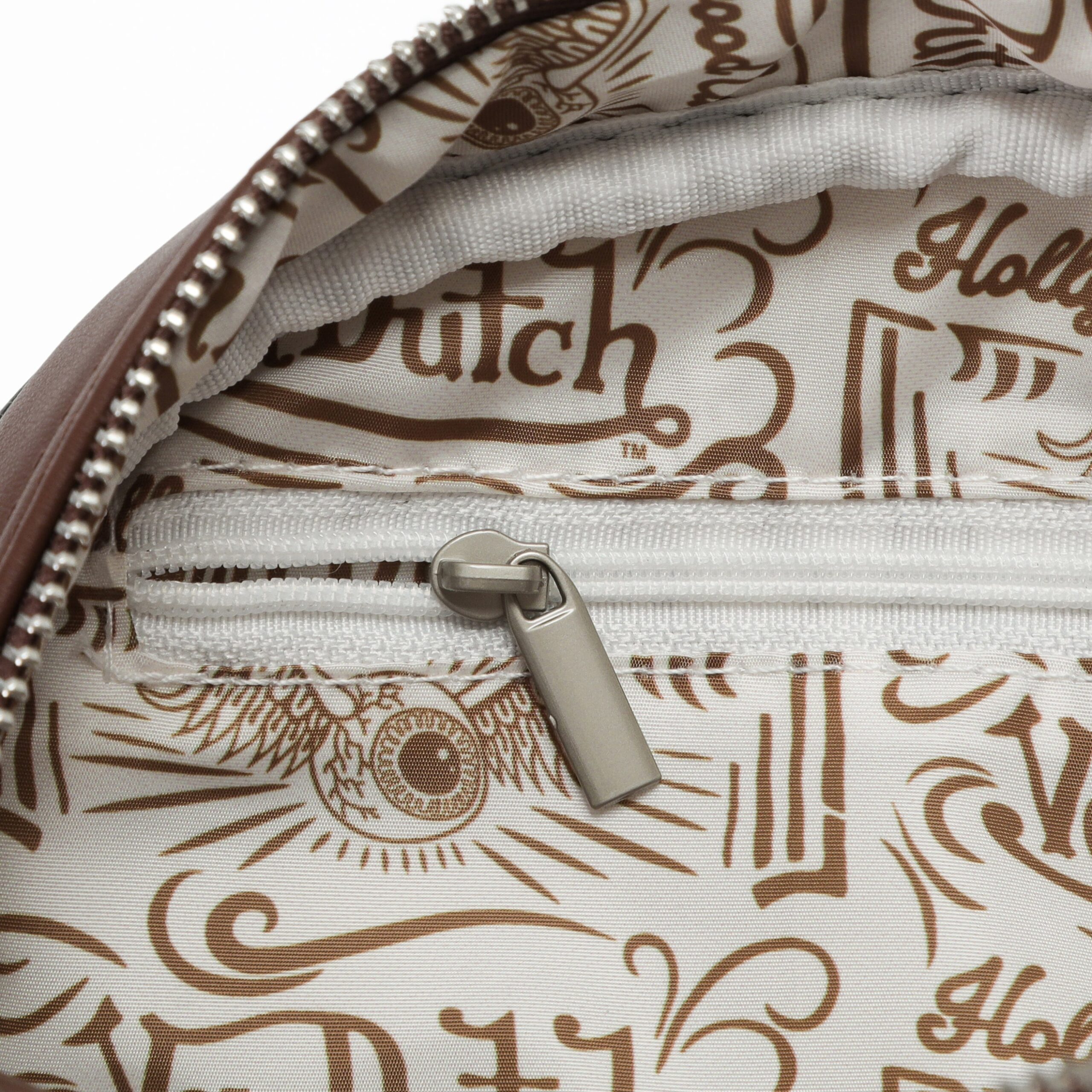 Von Dutch Brown & White Cow Print Vegan Pony Hair Bowling Bag - Image 4