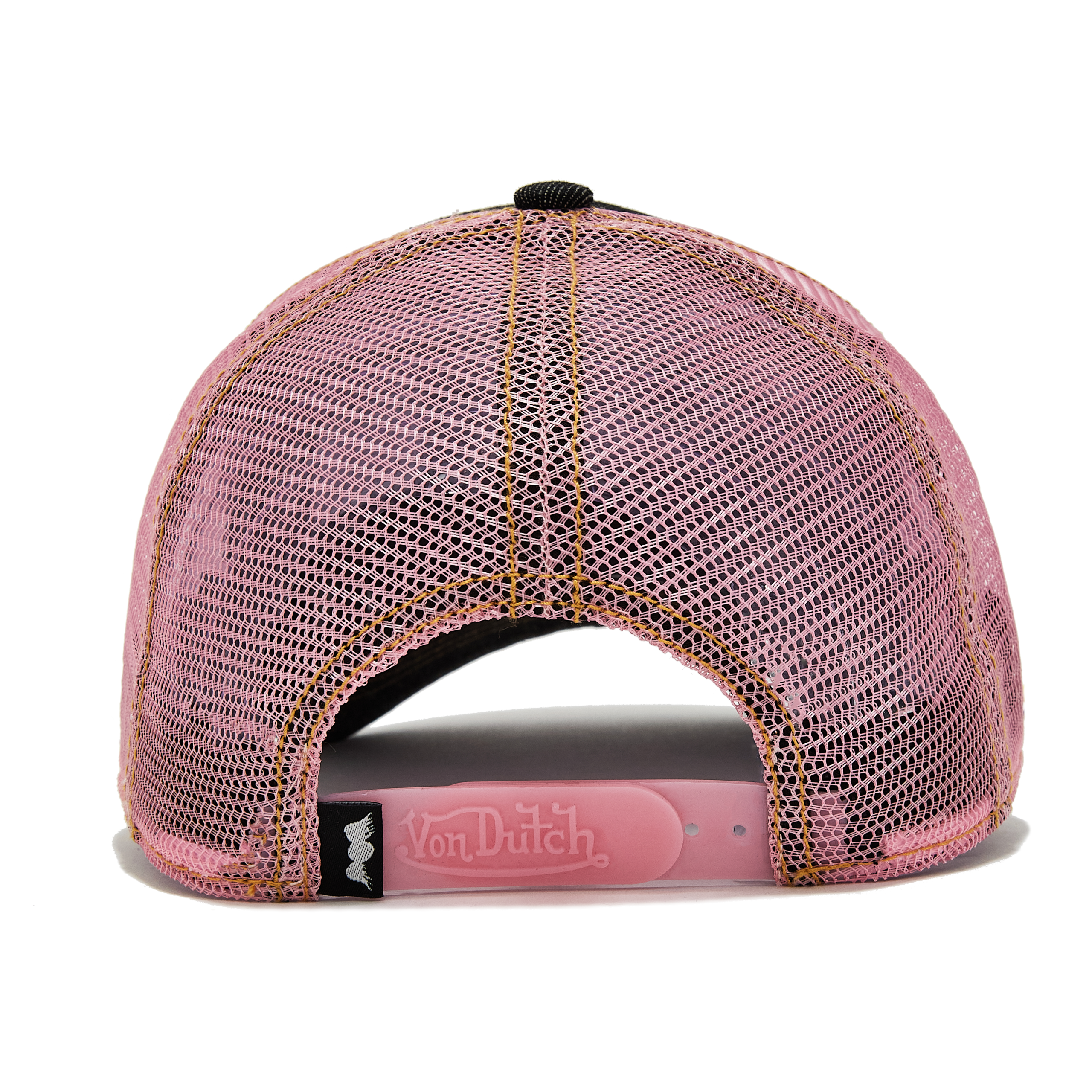 Von Dutch Dark Denim Pink Logo Trucker Hat - Image 3