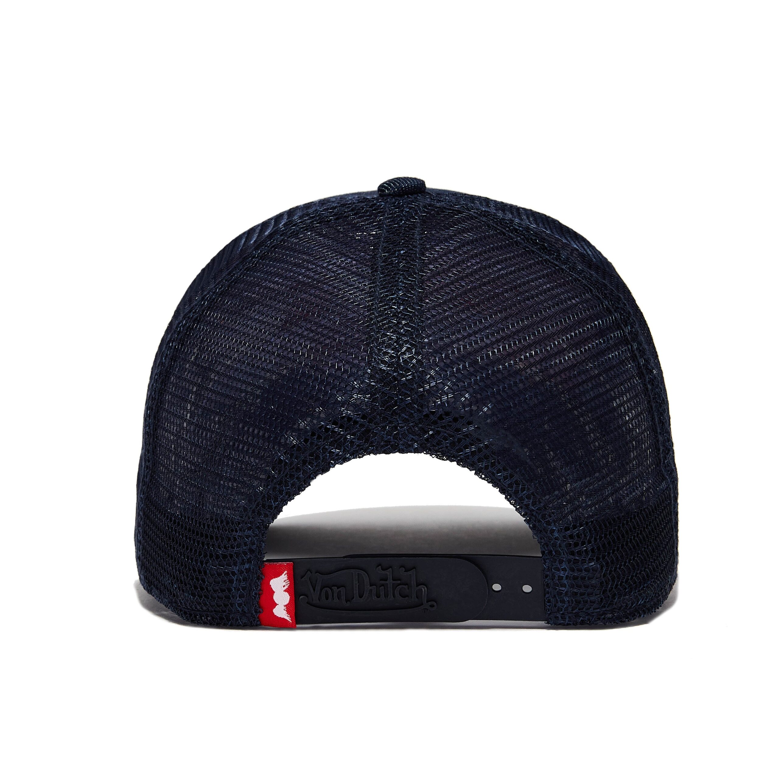 Von Dutch Dark Denim with Red & White Logo Trucker Hat - Image 3