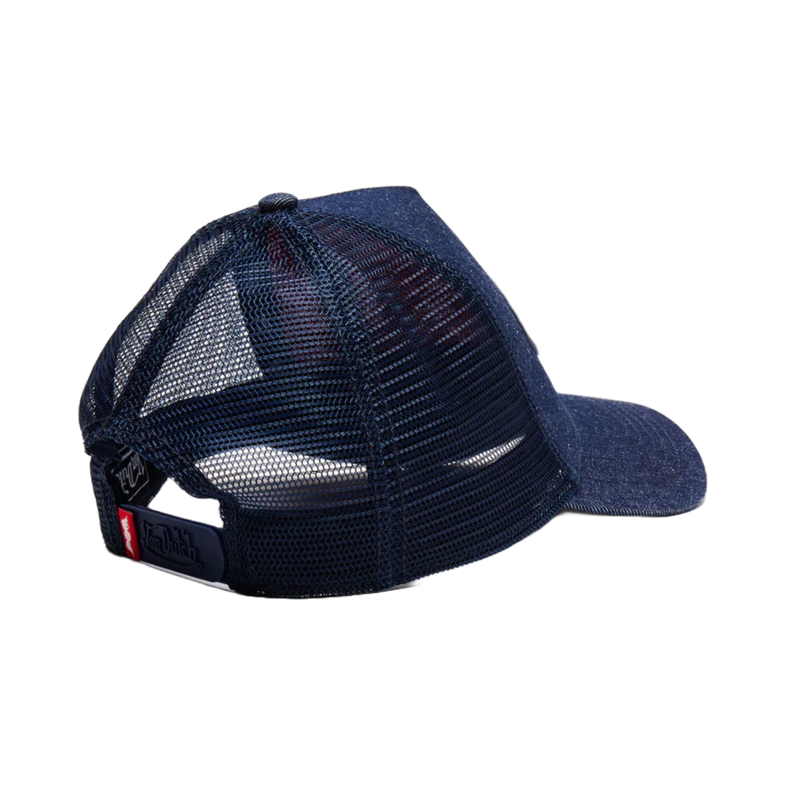 Von Dutch Dark Denim with Red & White Logo Trucker Hat - Image 4