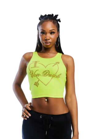 I Love Von Dutch Rhinestone Tank - Neon Green