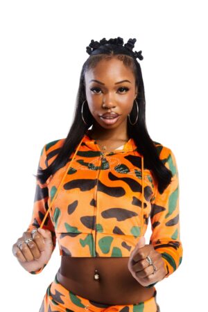 Velour Zip Up - Orange Camo