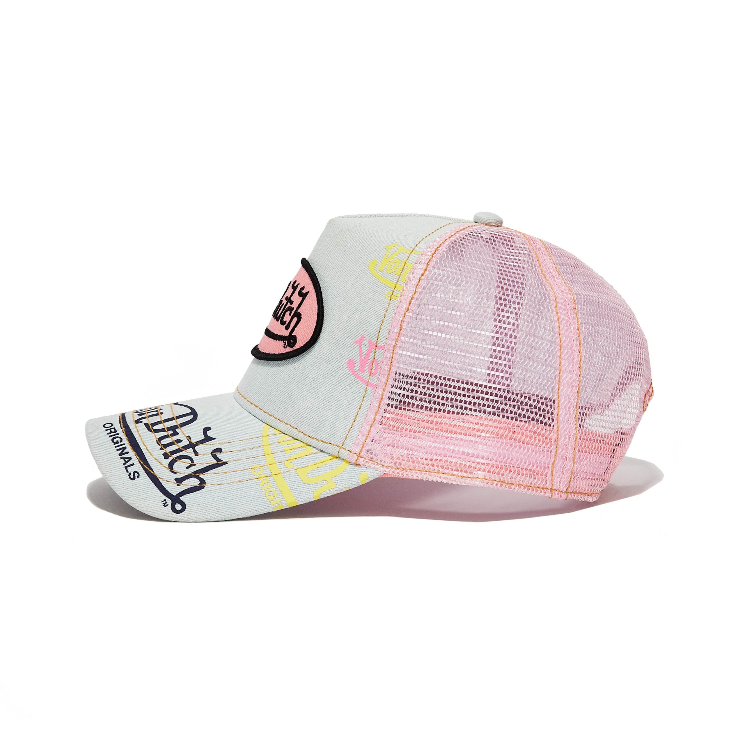 Von Dutch Light Denim Pink Logo Trucker Hat - Image 2