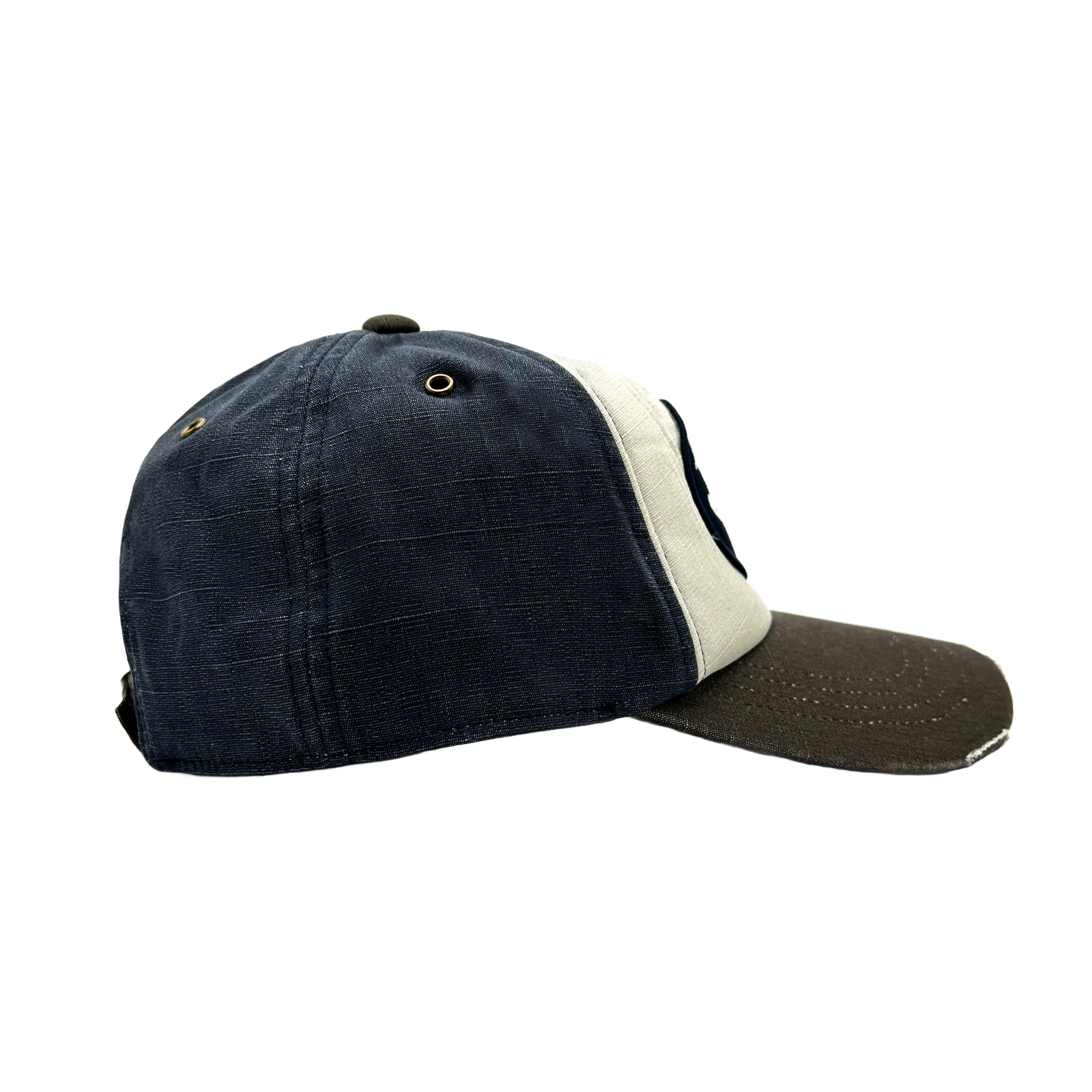 Von Dutch JACKMWB Grey & Navy Distressed Strapback Hat - Image 3