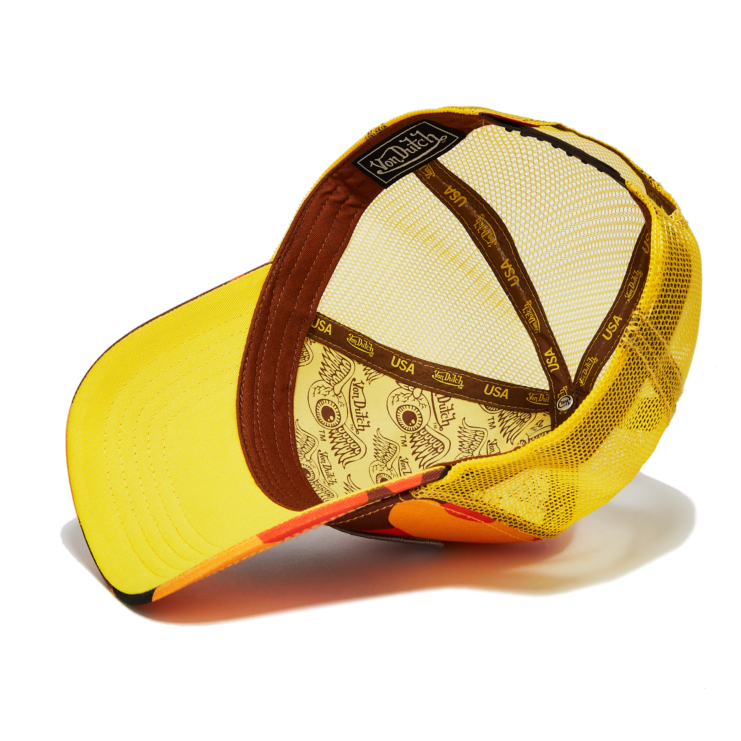 Von Dutch Orange Yellow Camo Trucker Hat - Image 4