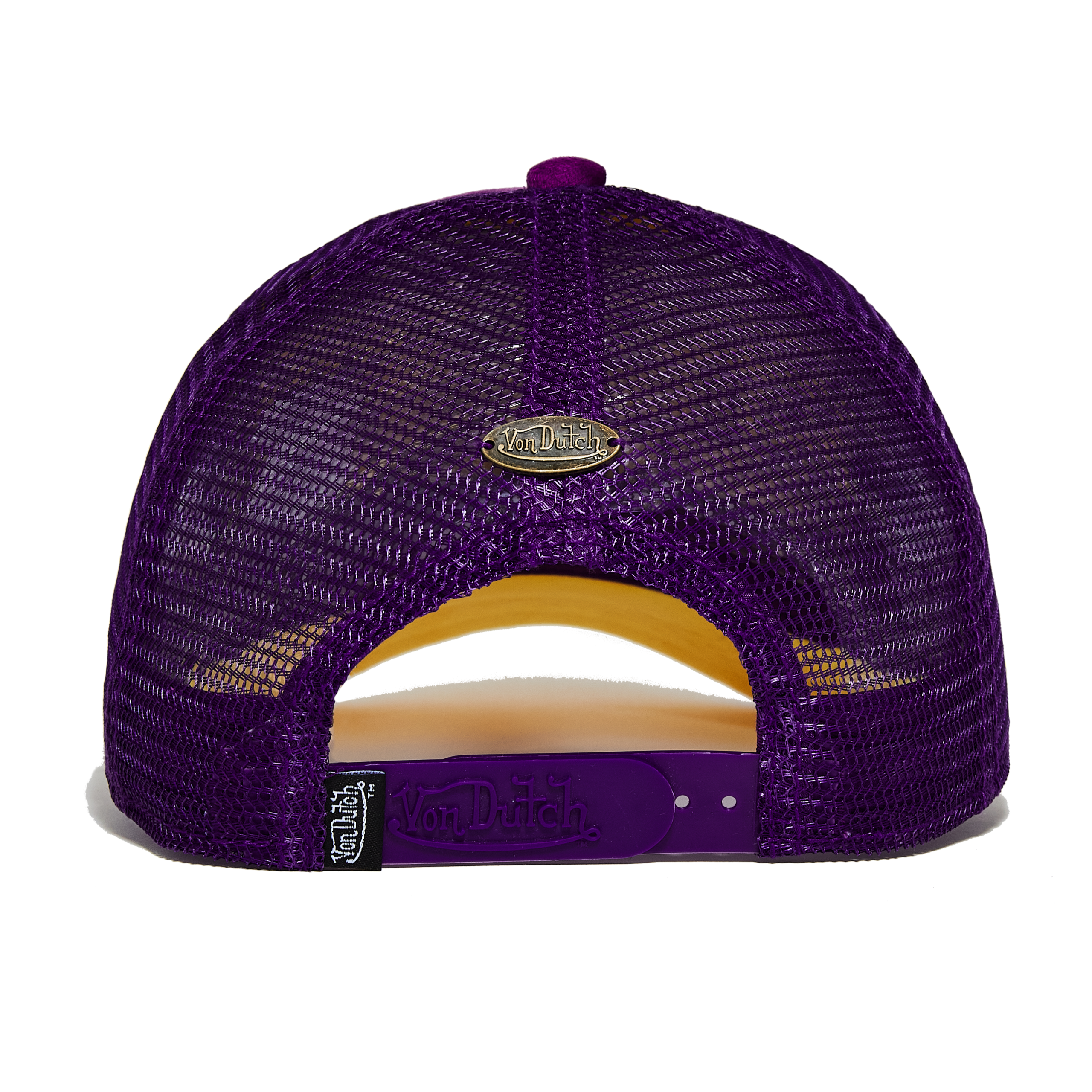 Von Dutch Purple & Yellow Velvet Trucker Hat - Image 3