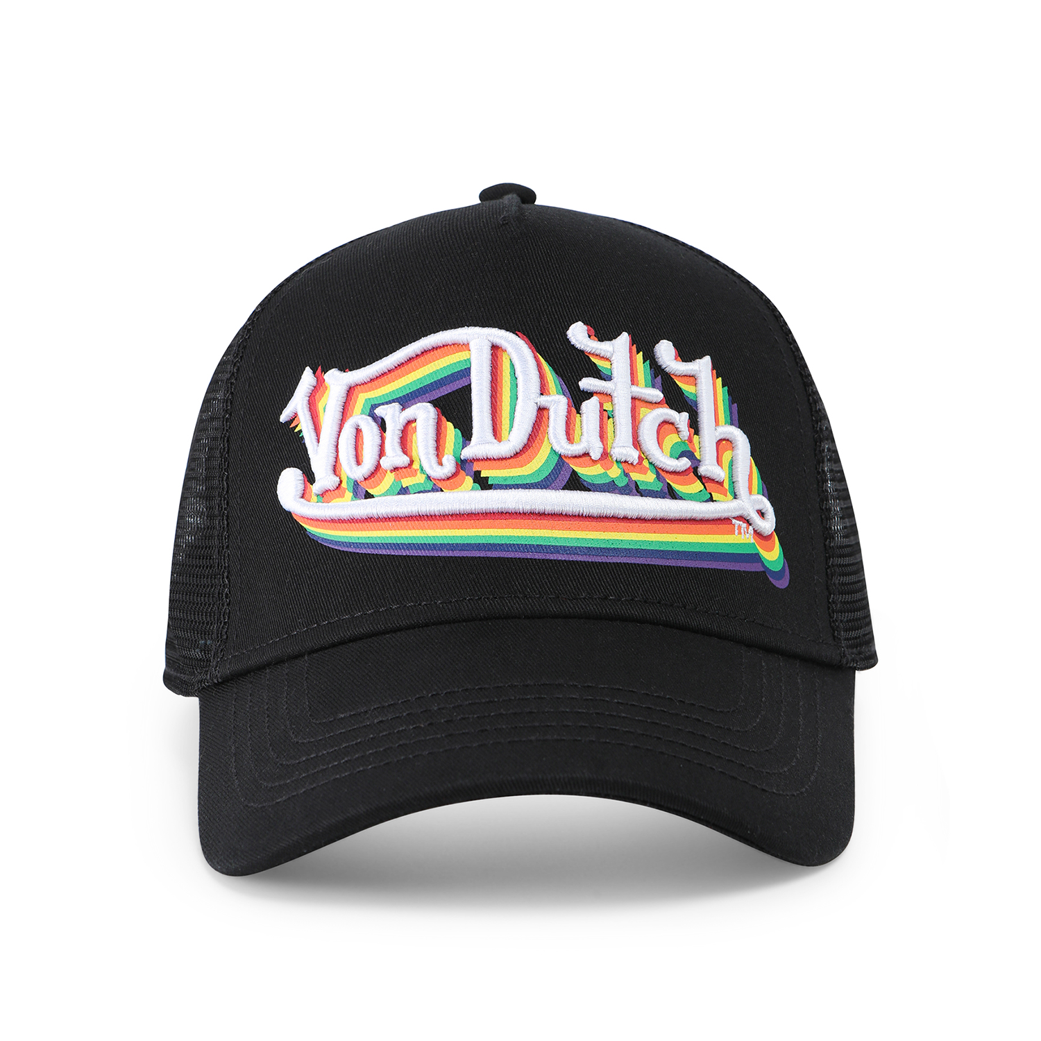 Von Dutch Rainbow Embroidered Logo Trucker Hat
