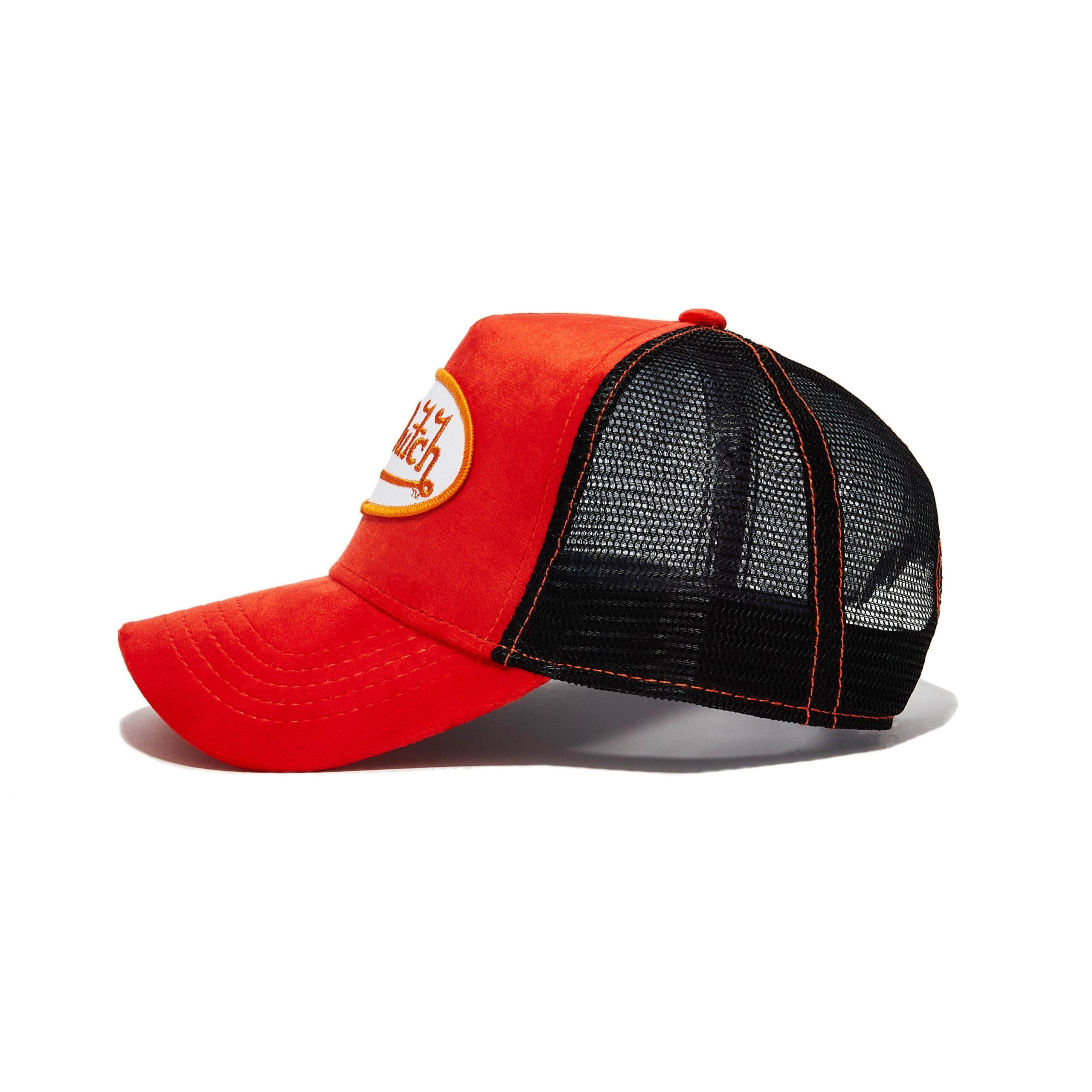 Von Dutch Orange & Black Velvet Trucker Hat - Image 2