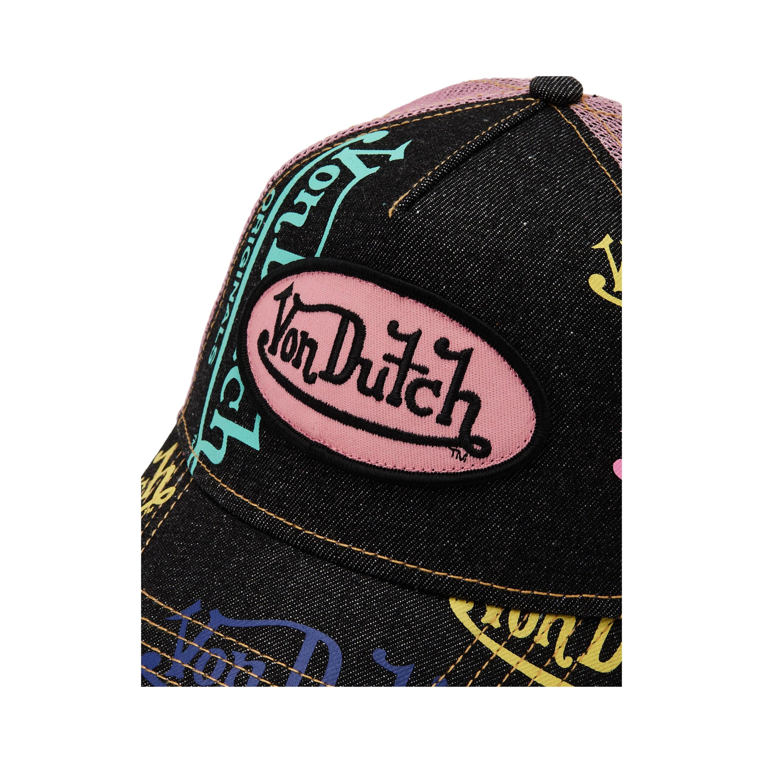 Von Dutch Dark Denim Pink Logo Trucker Hat - Image 5
