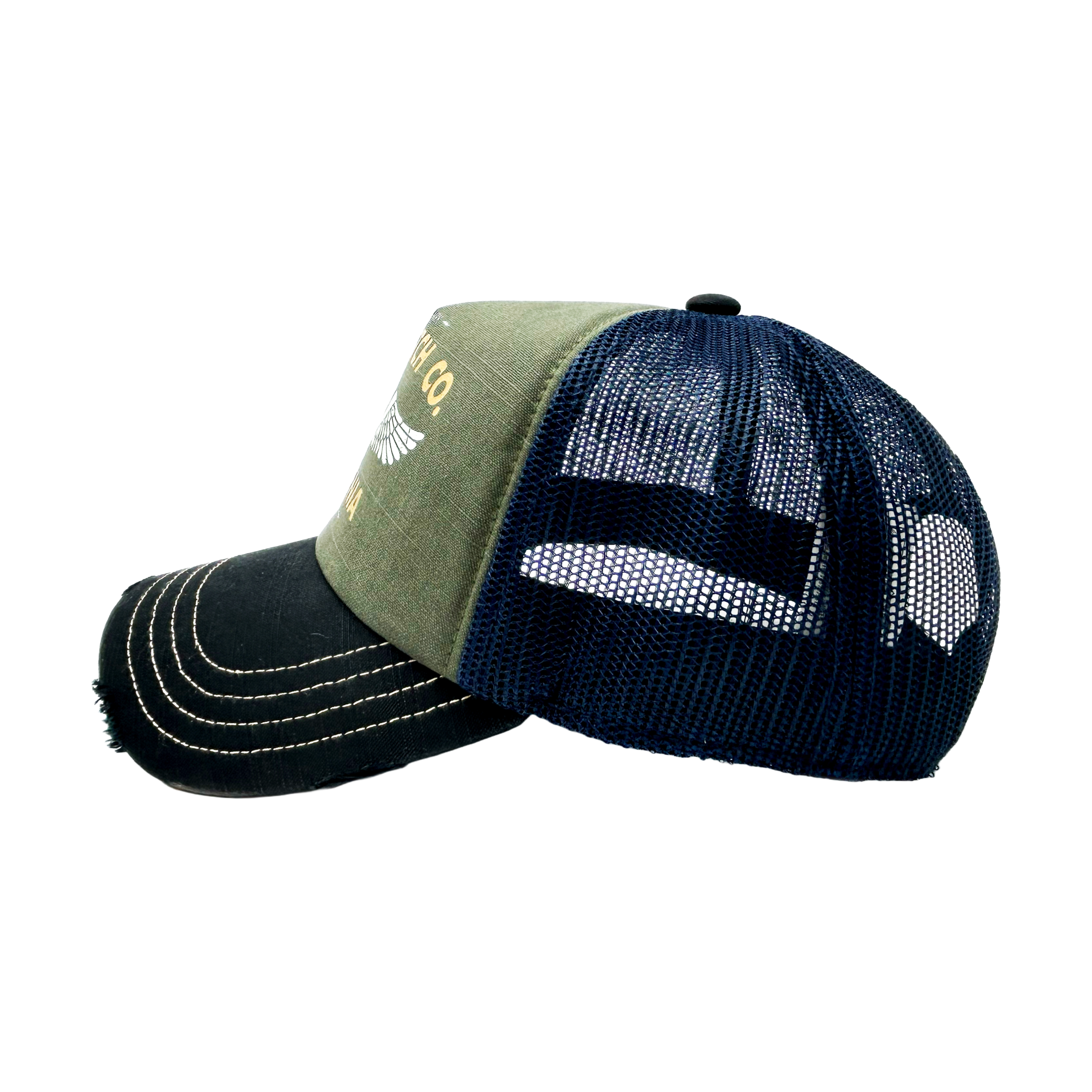 Von Dutch Green Von Dutch Co. CREW Distressed Trucker Hat - Image 2