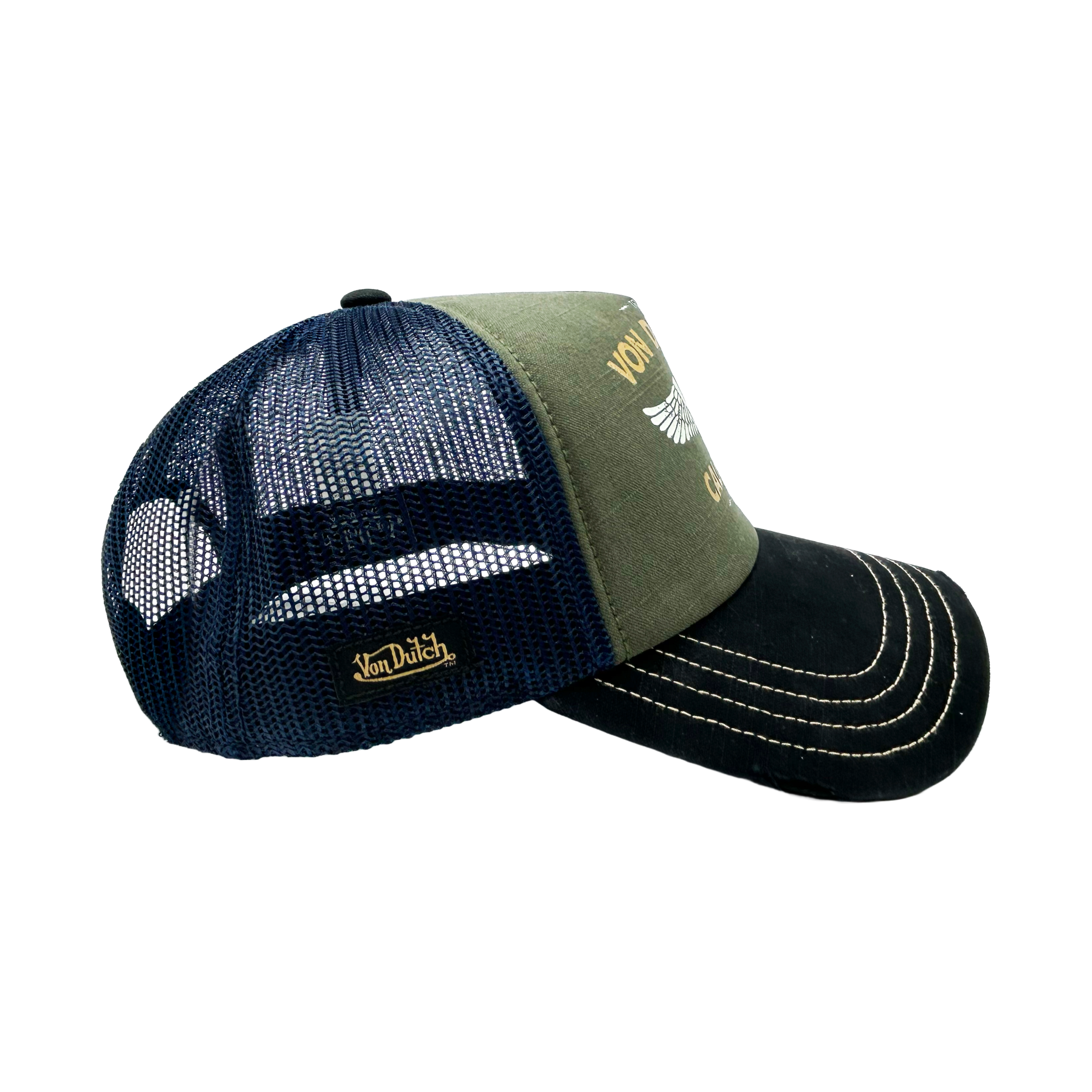 Von Dutch Green Von Dutch Co. CREW Distressed Trucker Hat - Image 3