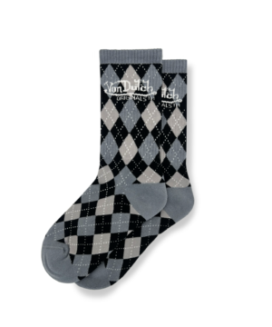 Von Dutch Black & White Plaid Crew Socks