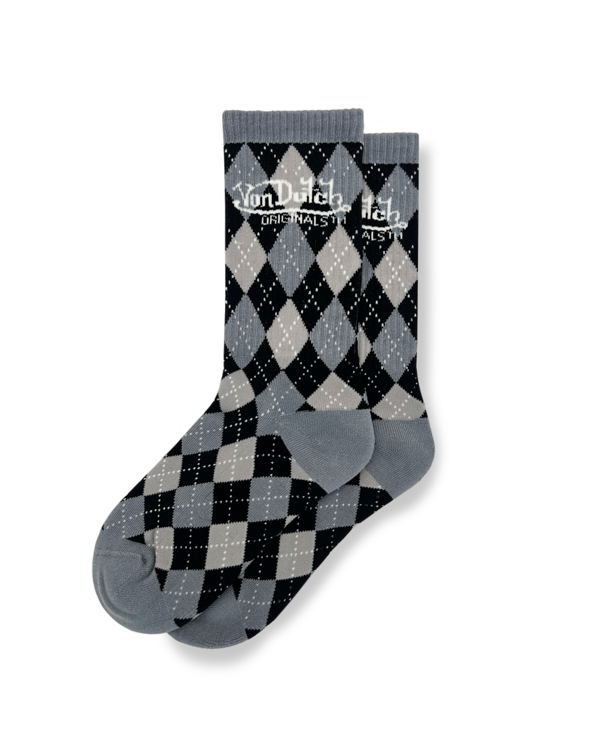 Von Dutch Black & White Plaid Crew Socks