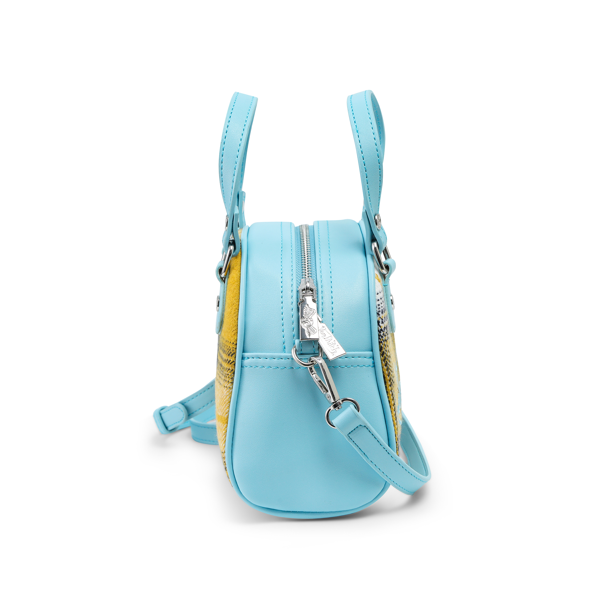 Von Dutch Plaid & Blue Bowling Bag - Image 5