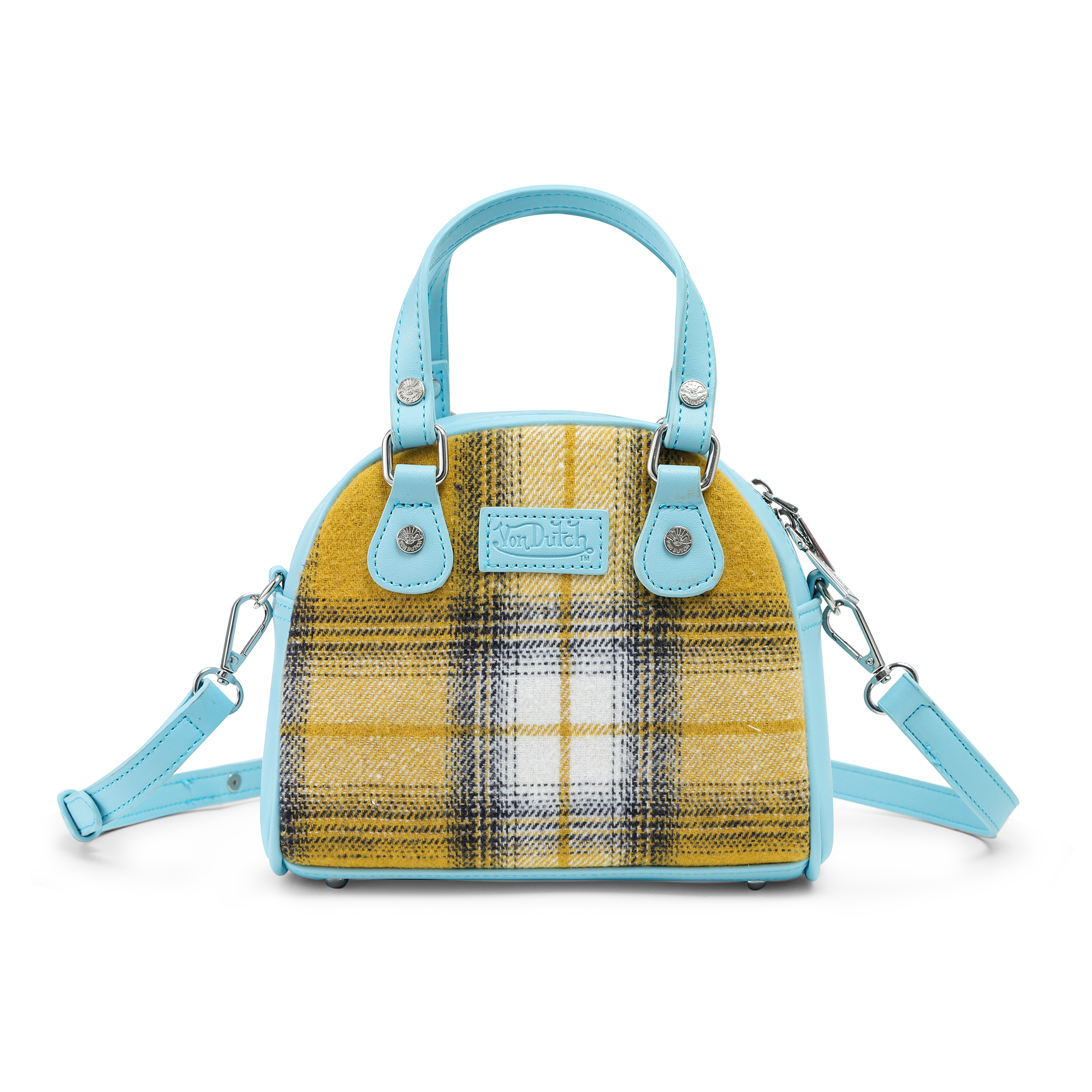Von Dutch Plaid & Blue Bowling Bag - Image 6