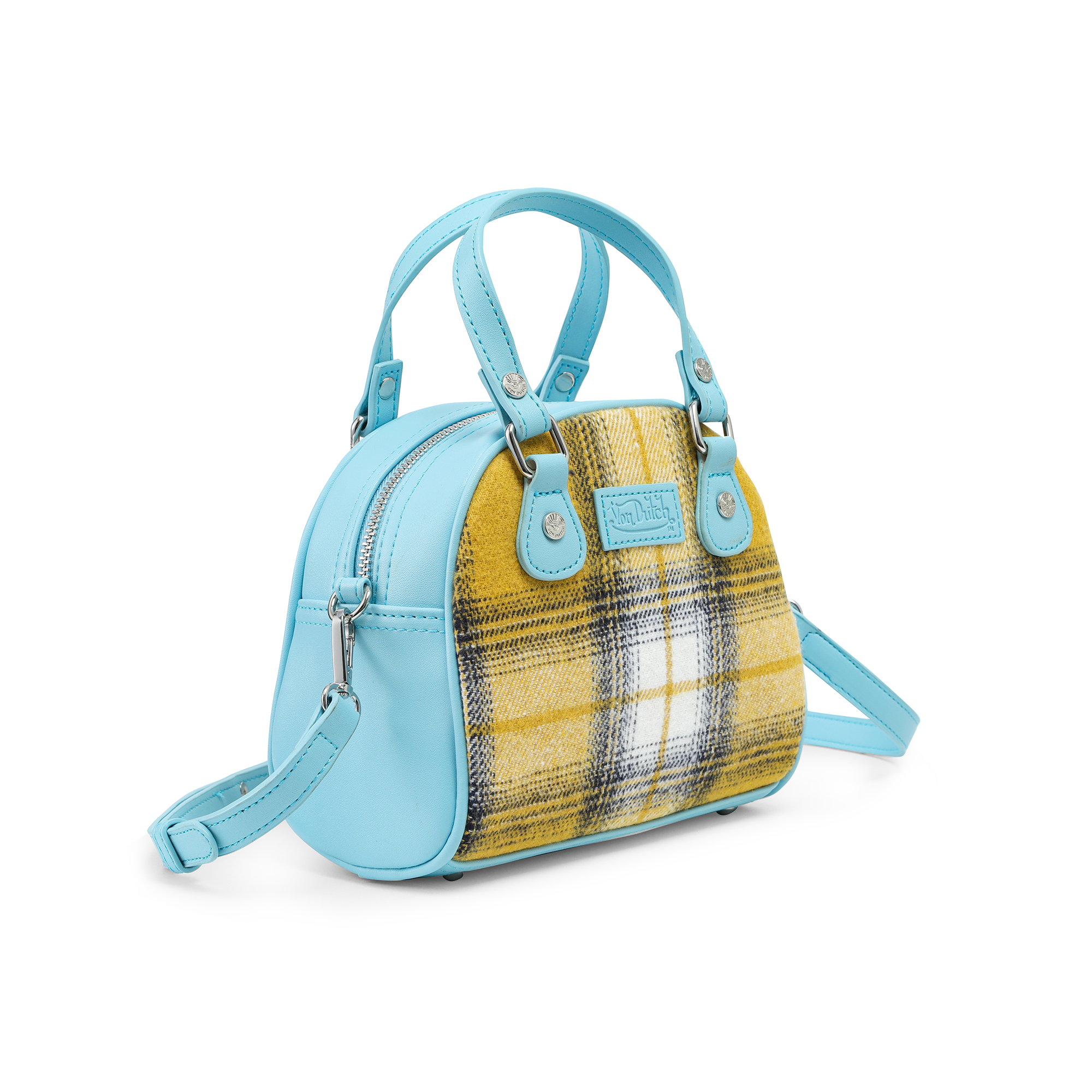 Von Dutch Plaid & Blue Bowling Bag - Image 7