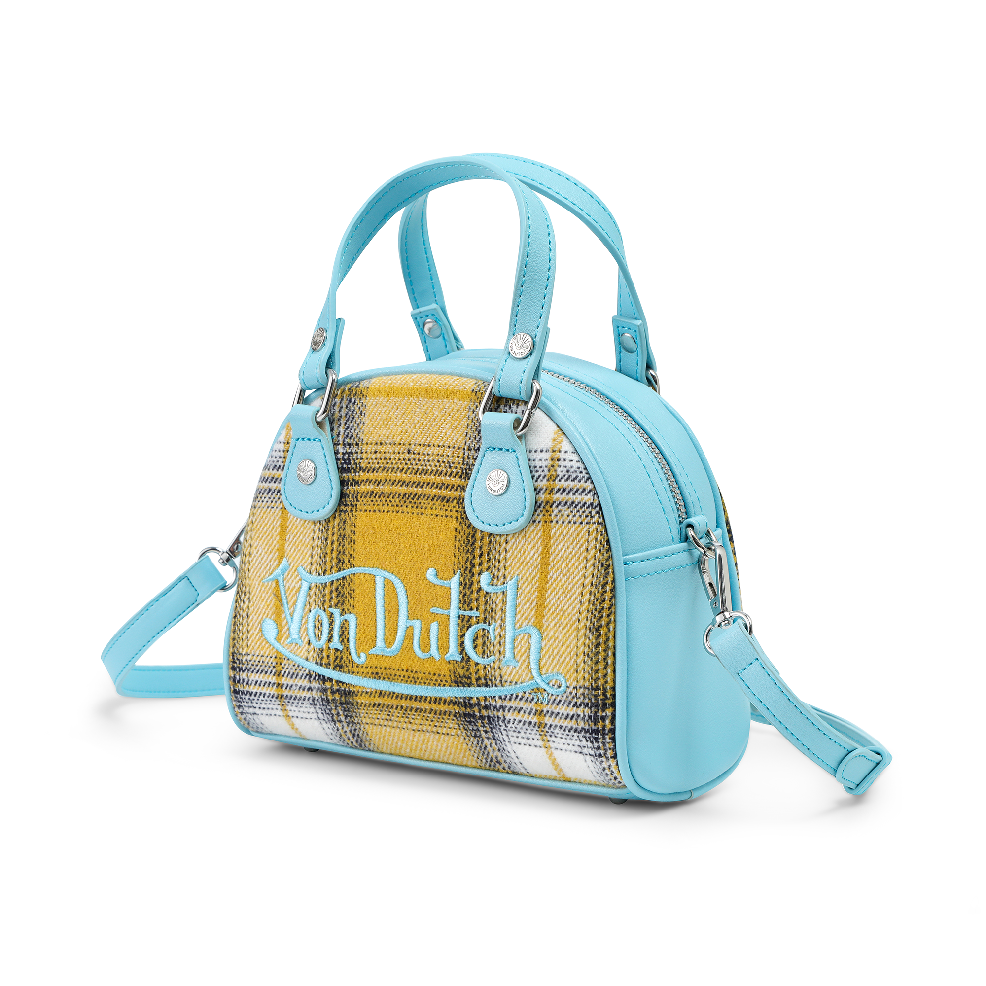 Von Dutch Plaid & Blue Bowling Bag - Image 2