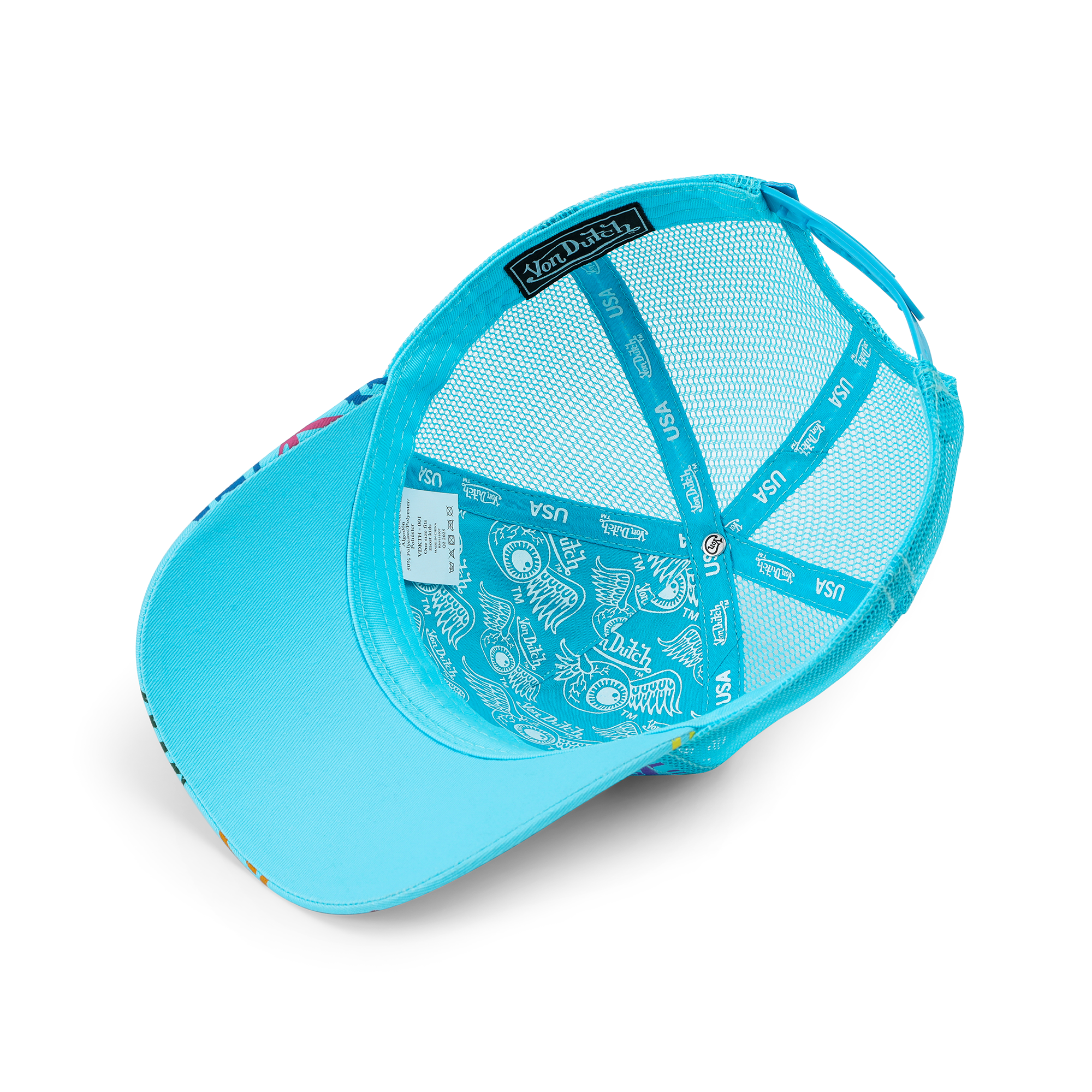Von Dutch Kids Classic Trucker Hat - Blue All Over Blocks - Image 4