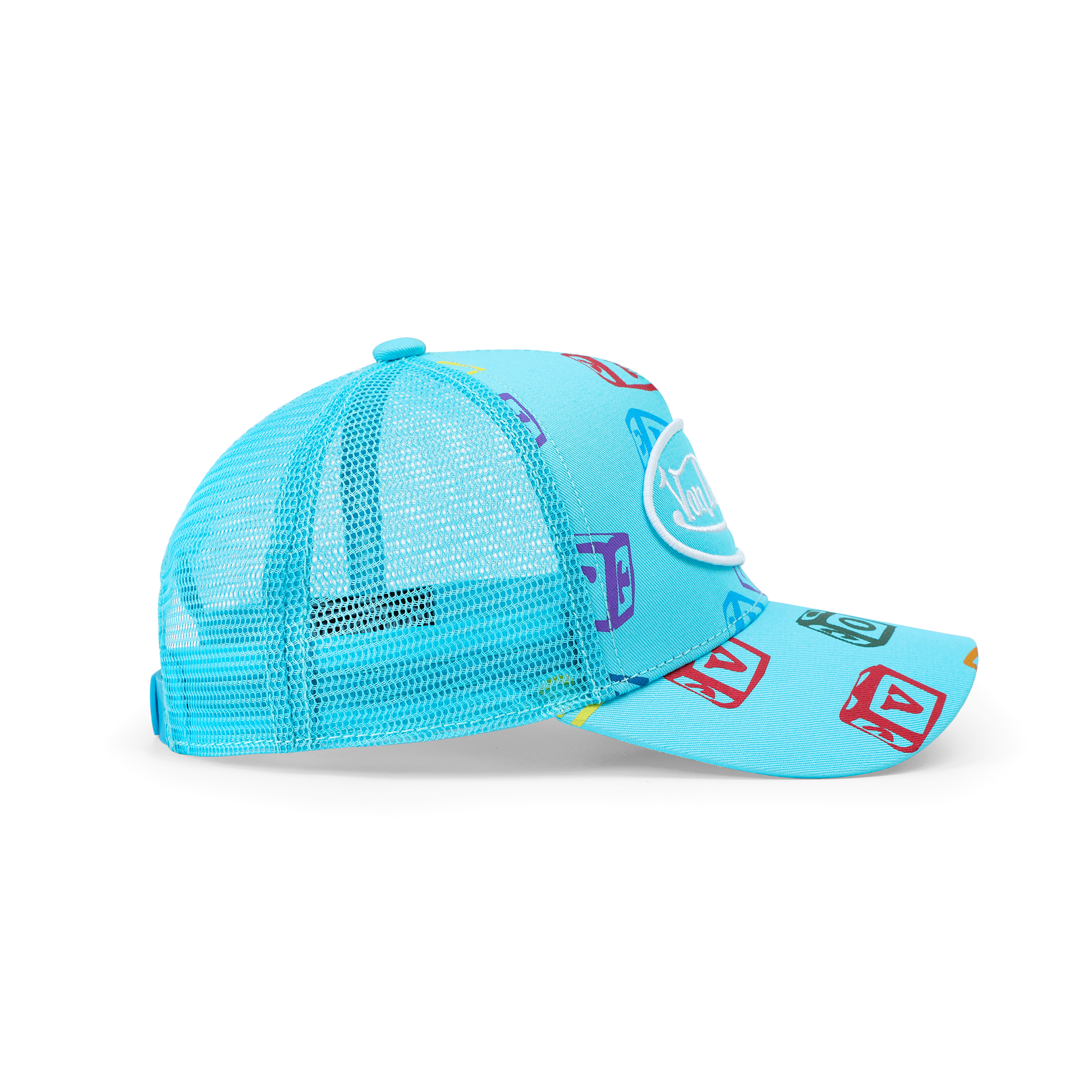 Von Dutch Kids Classic Trucker Hat - Blue All Over Blocks - Image 3