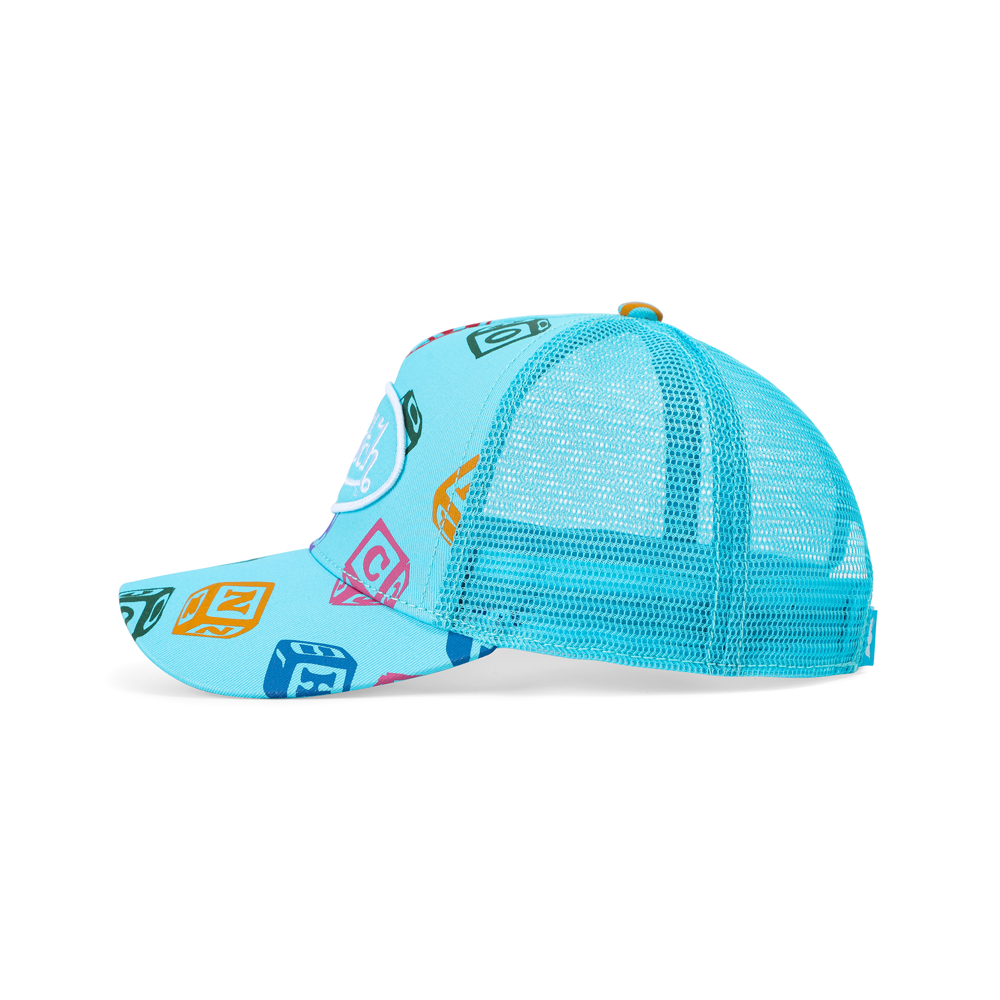Von Dutch Kids Classic Trucker Hat - Blue All Over Blocks - Image 2