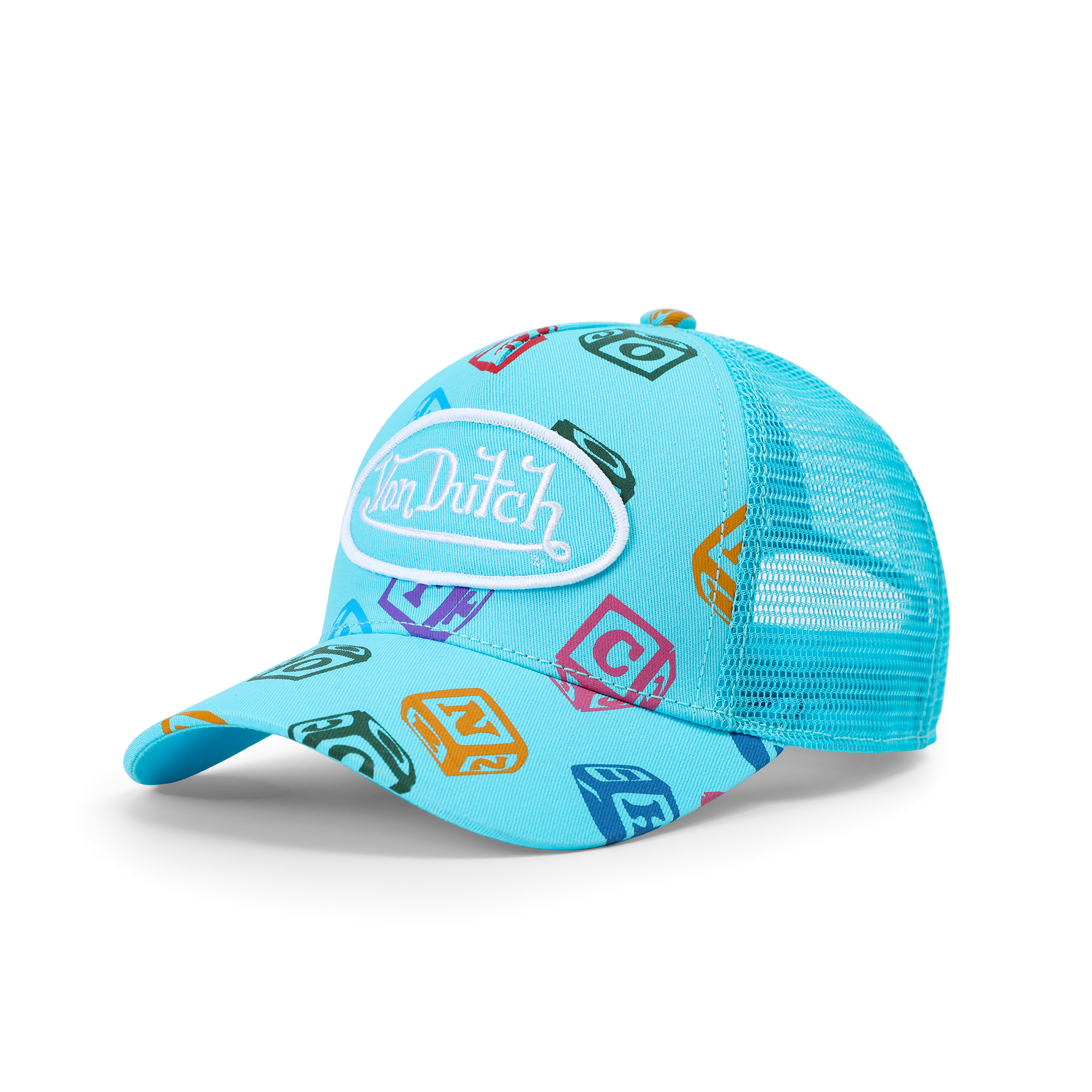 Von Dutch Kids Classic Trucker Hat - Blue All Over Blocks - Image 7