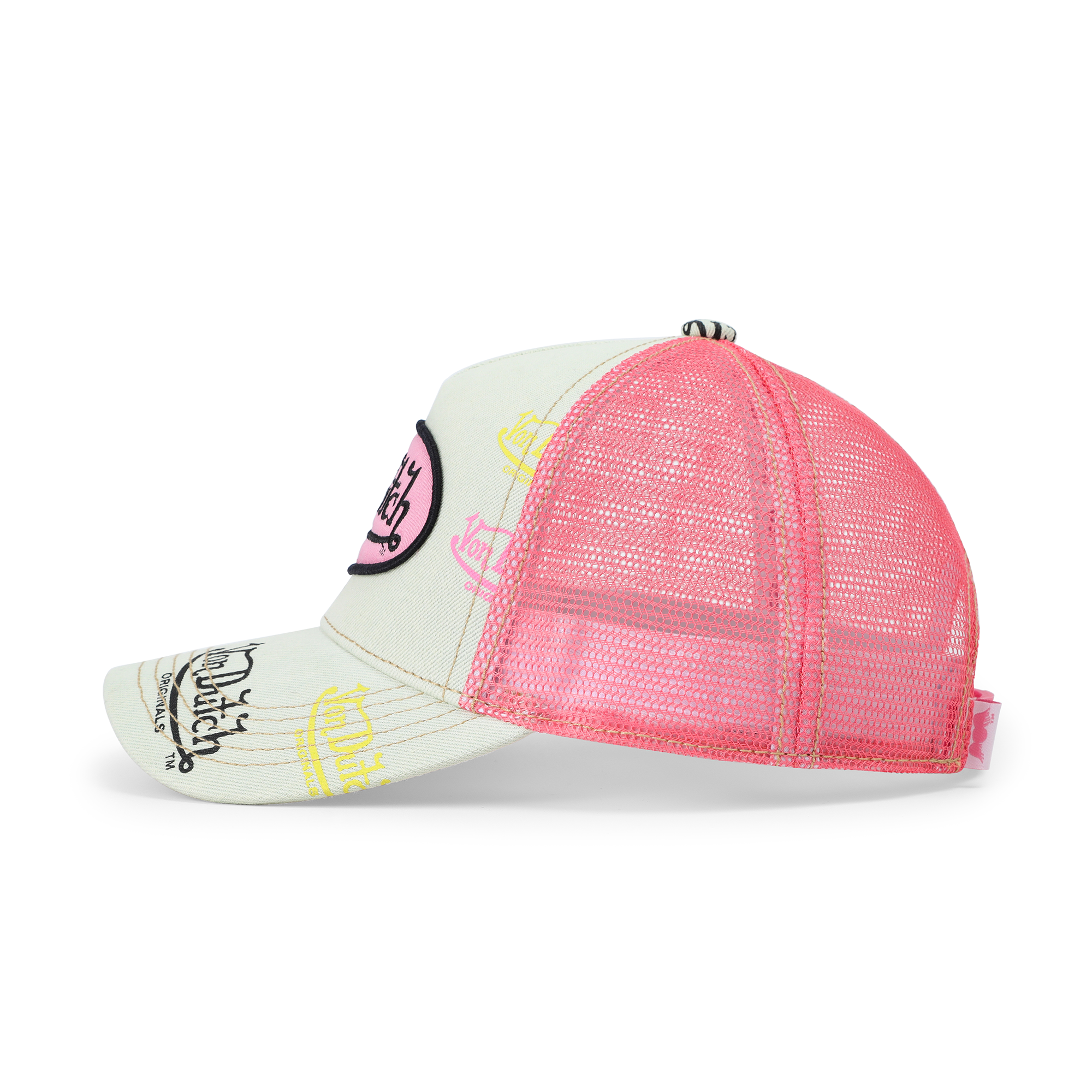 Von Dutch Kids Light Denim Trucker Hat - Pink Logo - Image 2
