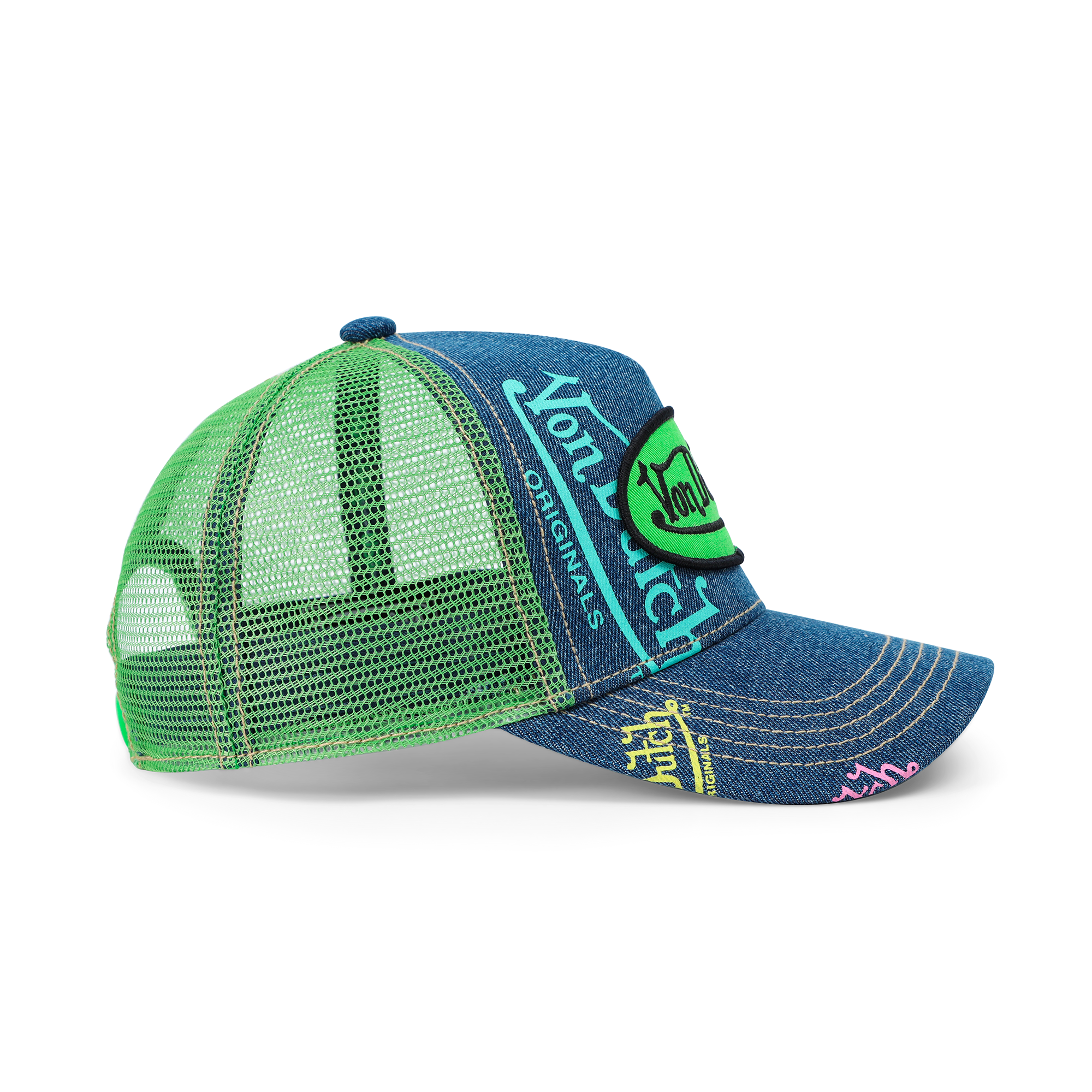 Von Dutch Kids Denim Trucker Hat - Green Apple - Image 3