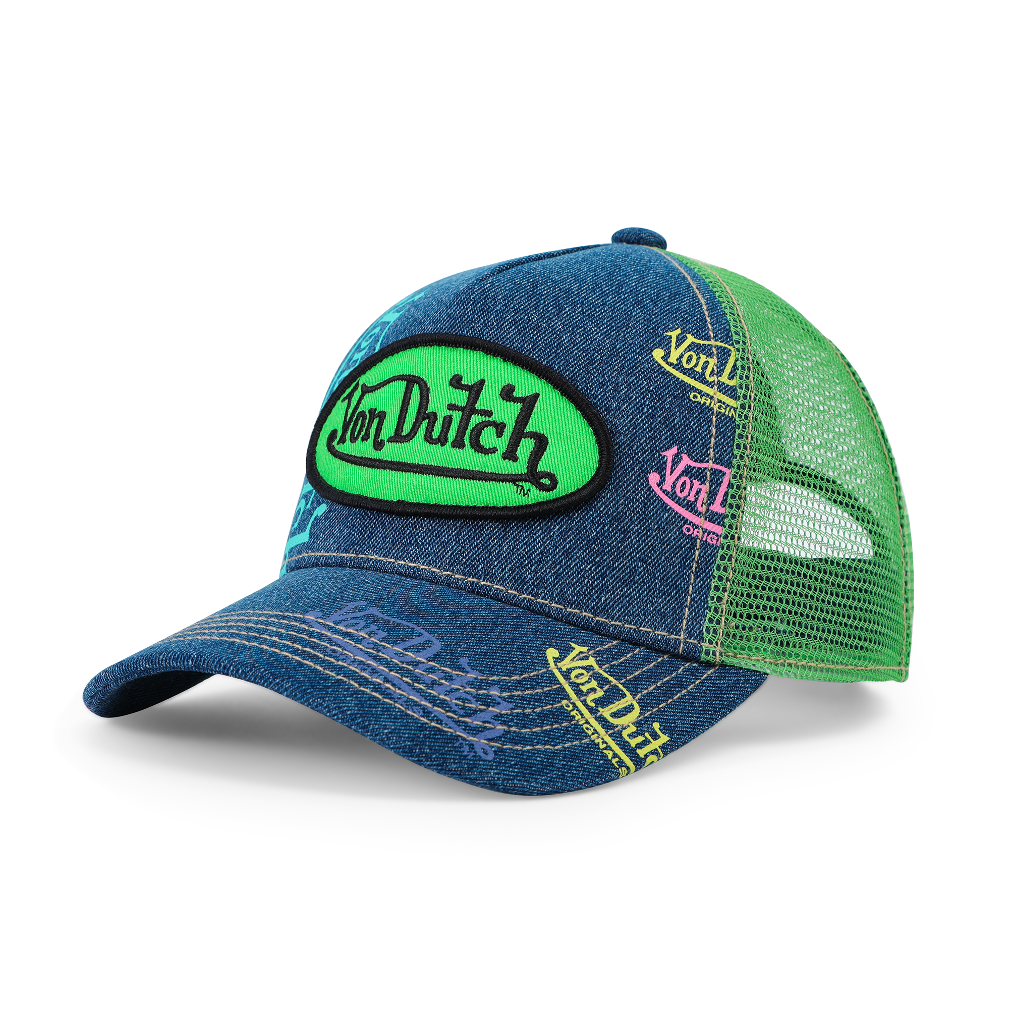 Von Dutch Kids Denim Trucker Hat - Green Apple - Image 7