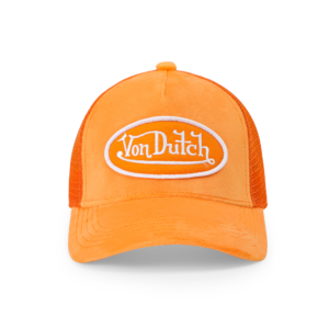 Von Dutch Kids Velvet Trucker Hat - Neon Orange