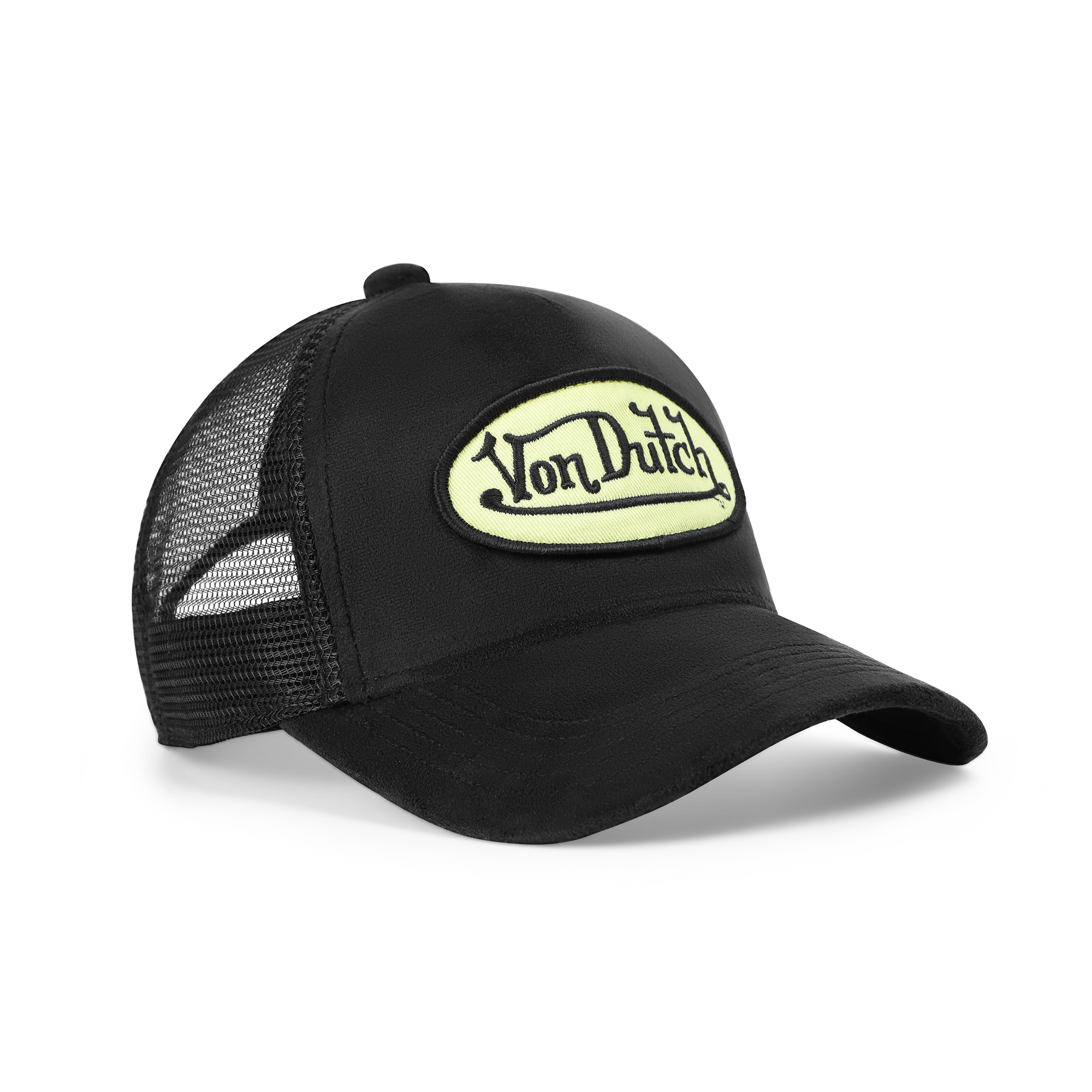 Von Dutch Kids Velvet Trucker Hat - Black & Yellow - Image 5