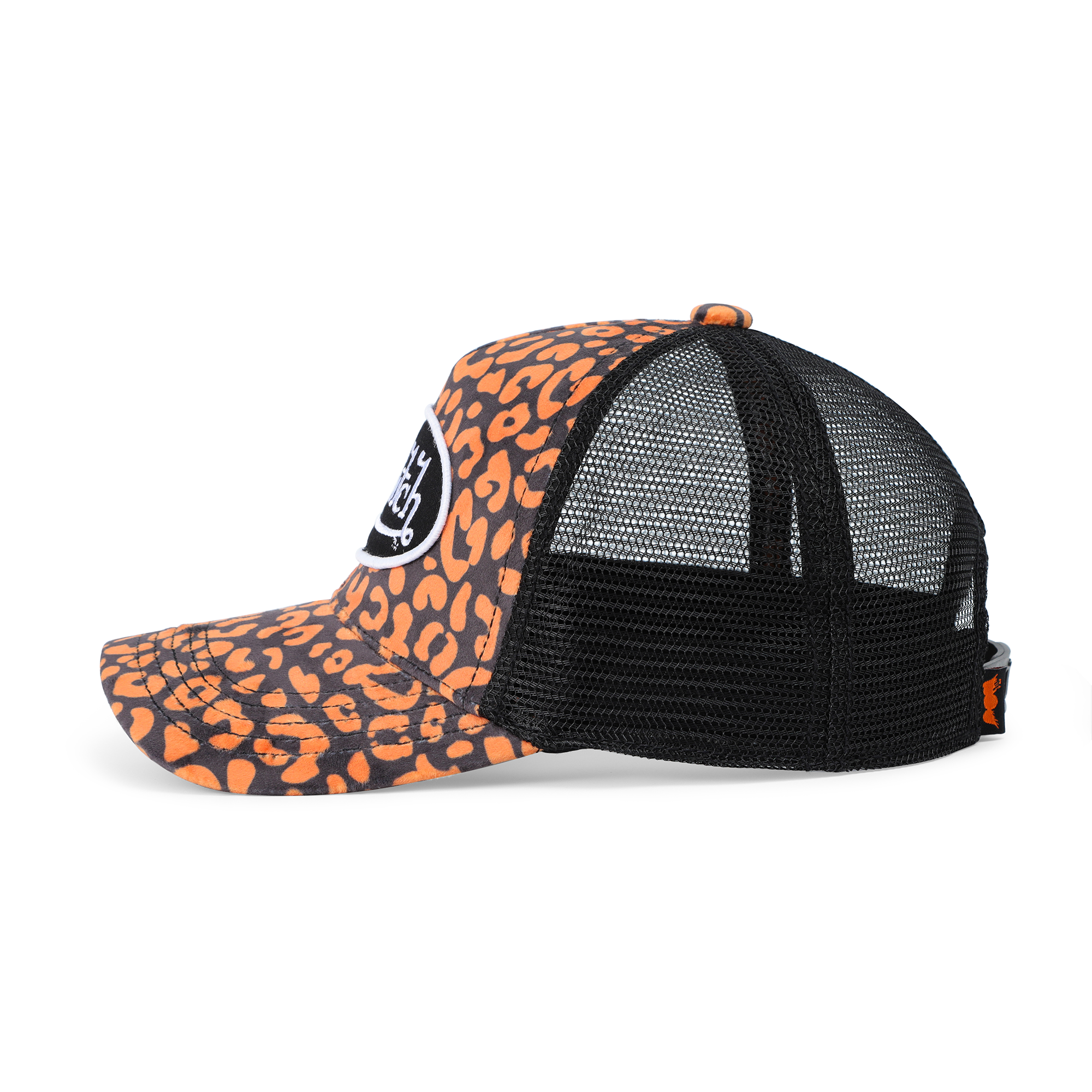Von Dutch Kids Velvet Trucker Hat - Orange Cheetah - Image 2