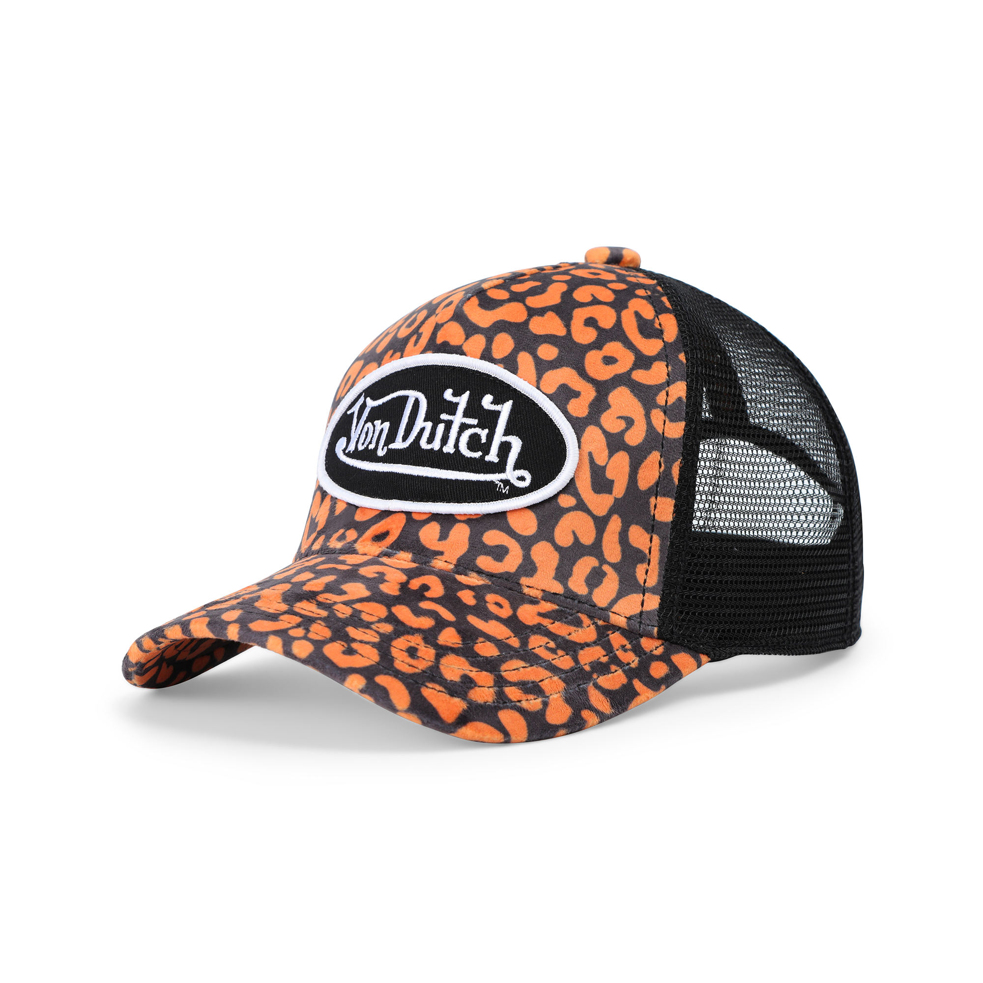 Von Dutch Kids Velvet Trucker Hat - Orange Cheetah - Image 7