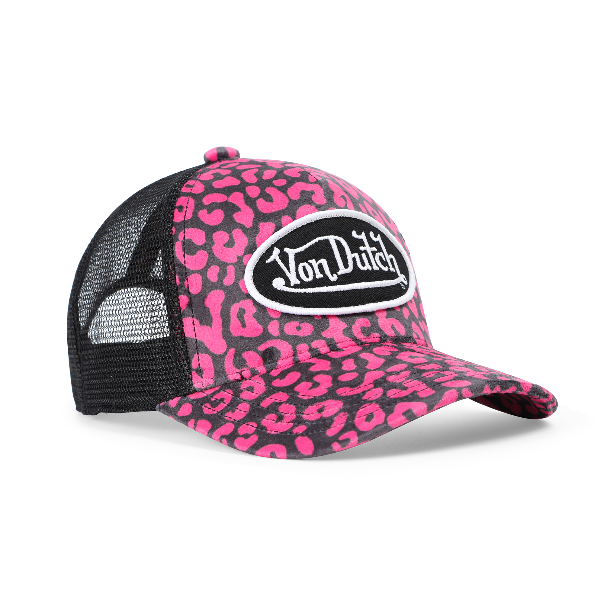 Von Dutch Kids Velvet Trucker Hat - Hot Pink Cheetah - Image 4