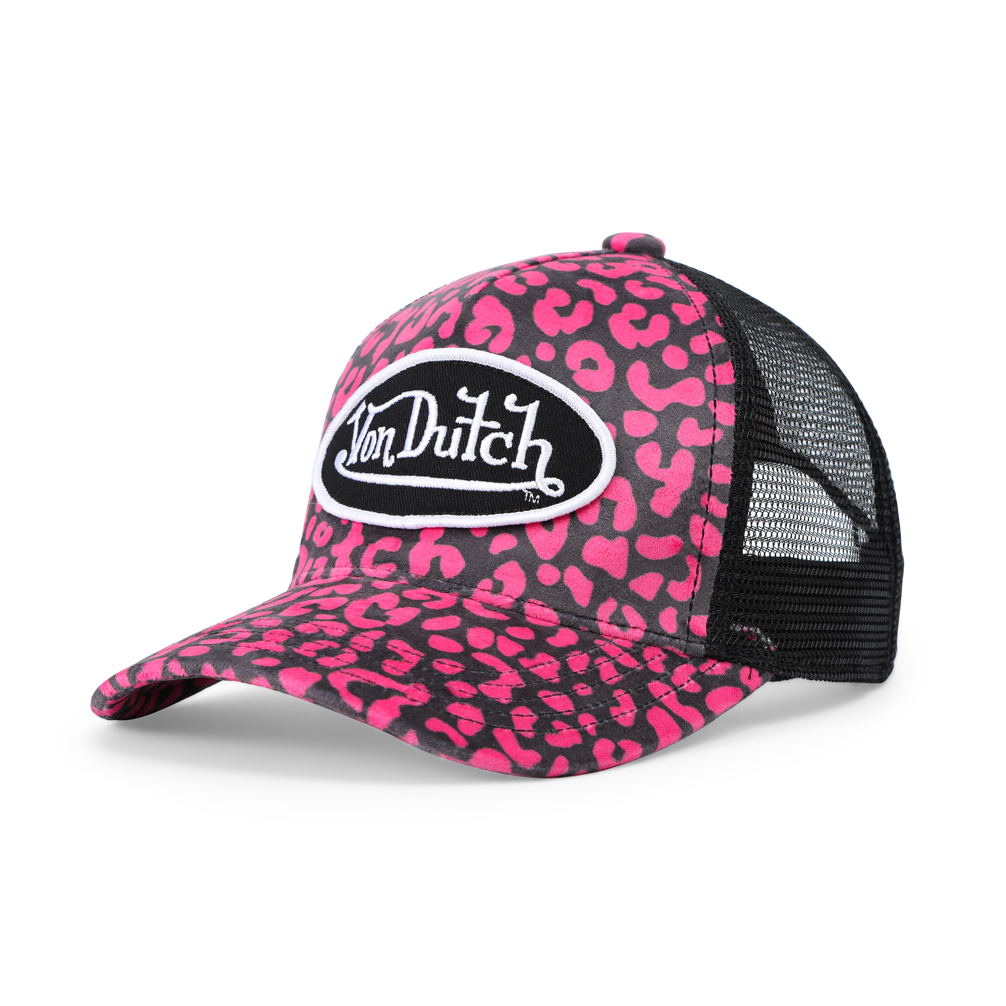 Von Dutch Kids Velvet Trucker Hat - Hot Pink Cheetah - Image 7