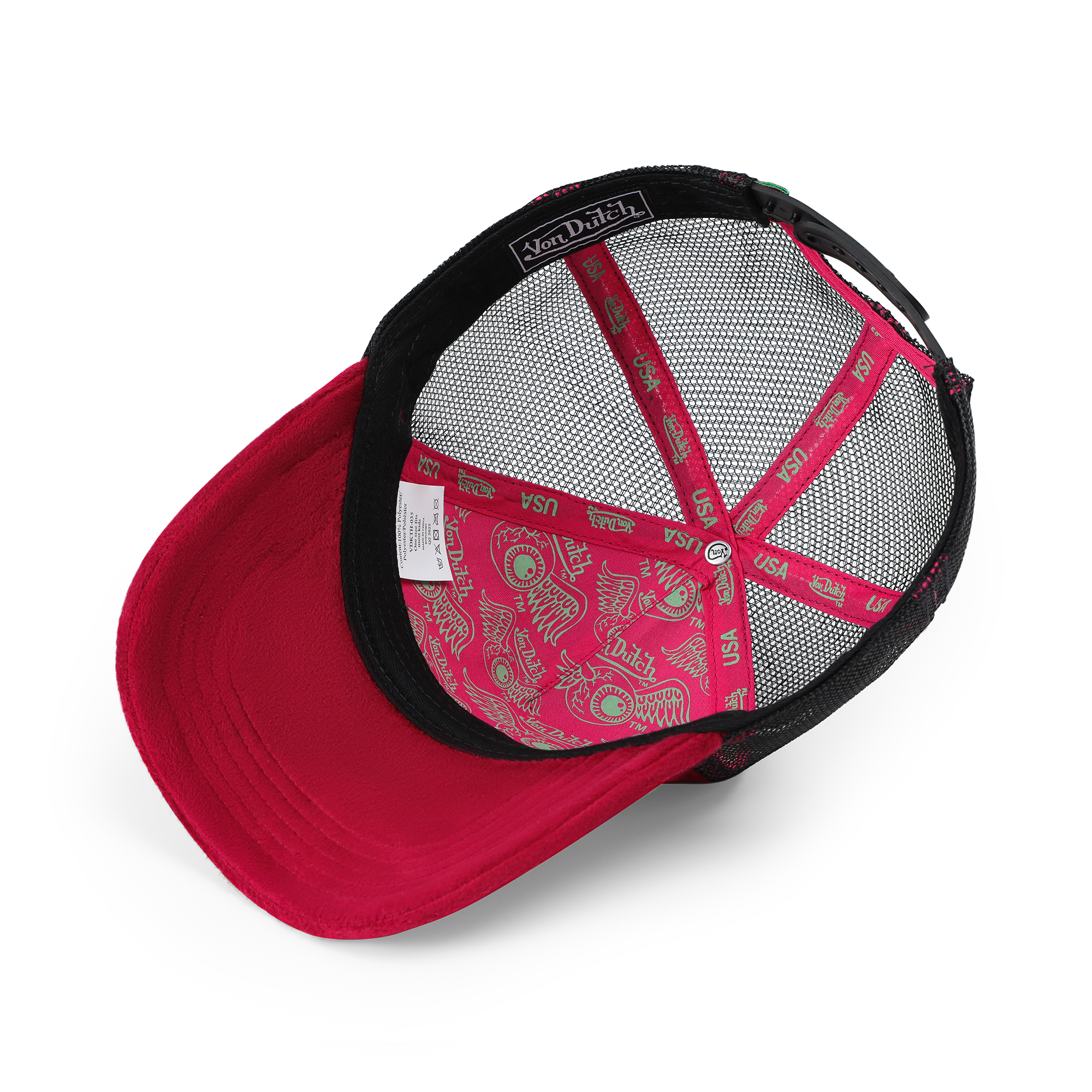Von Dutch Kids Velvet Trucker Hat - Wine/Lime - Image 4