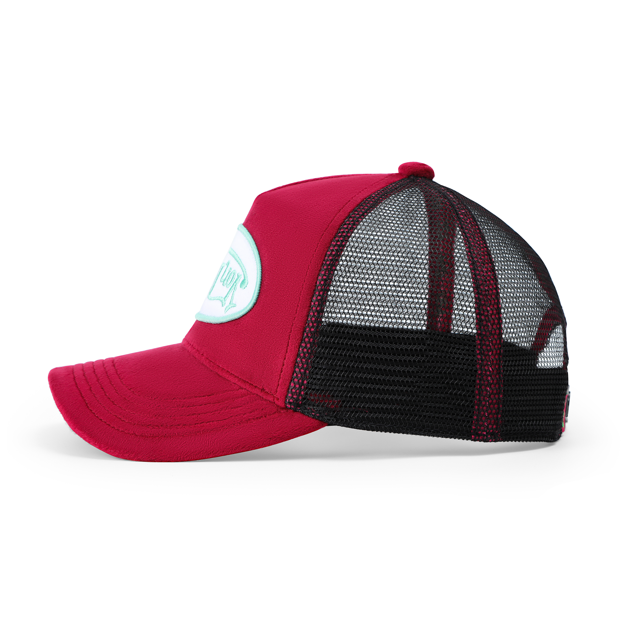 Von Dutch Kids Velvet Trucker Hat - Wine/Lime - Image 2