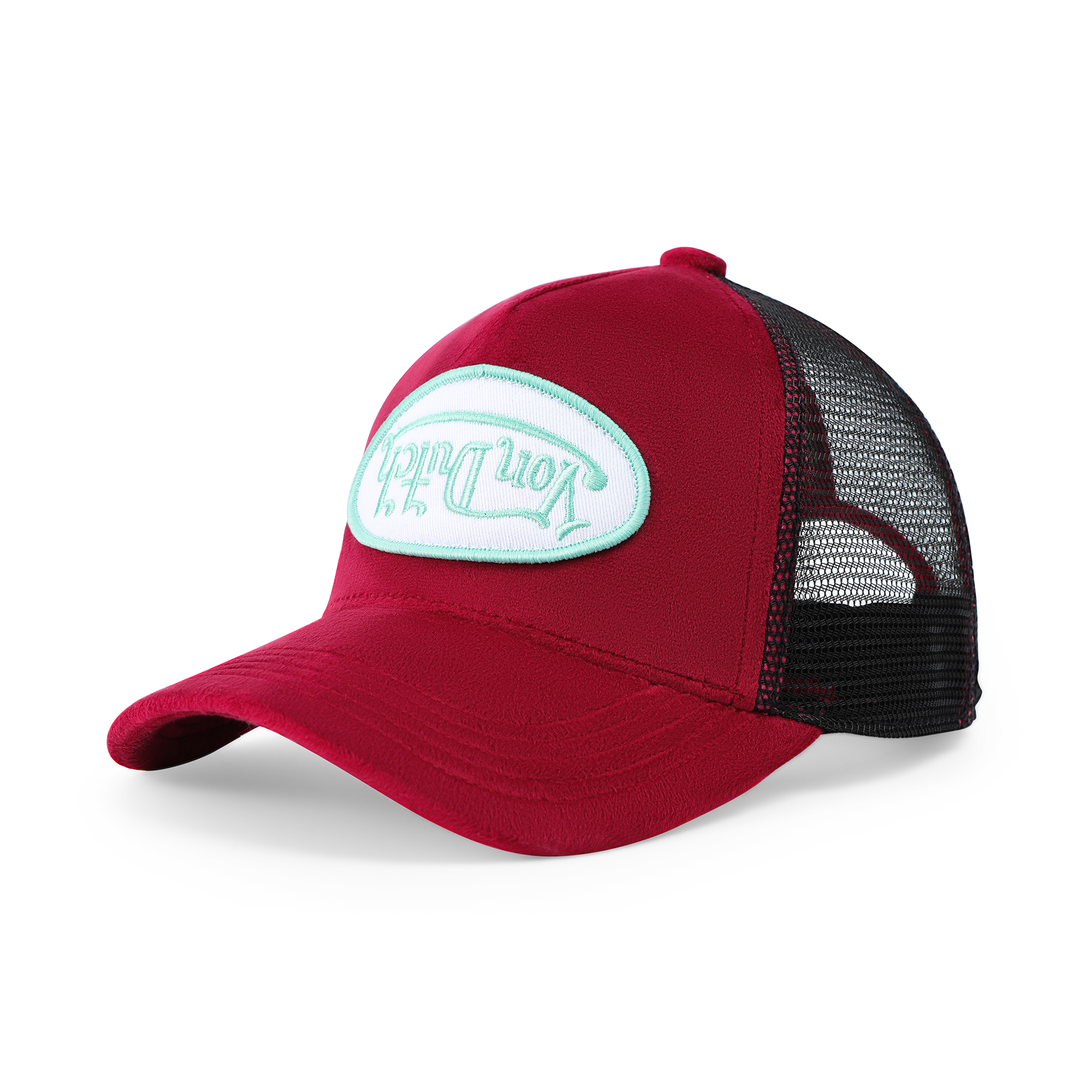 Von Dutch Kids Velvet Trucker Hat - Wine/Lime - Image 3