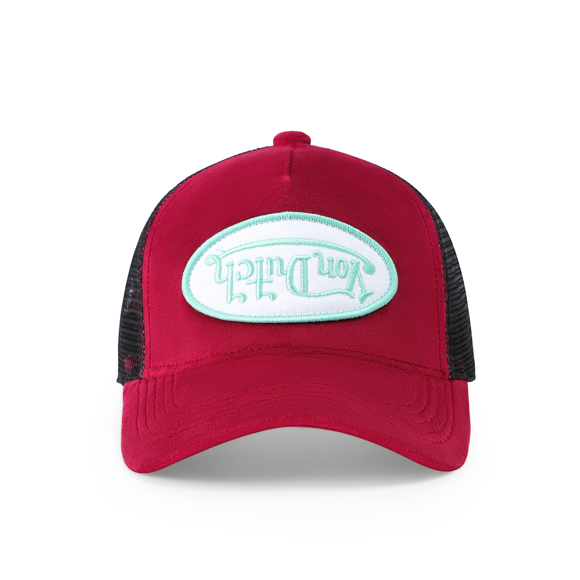 Von Dutch Kids Velvet Trucker Hat - Wine/Lime
