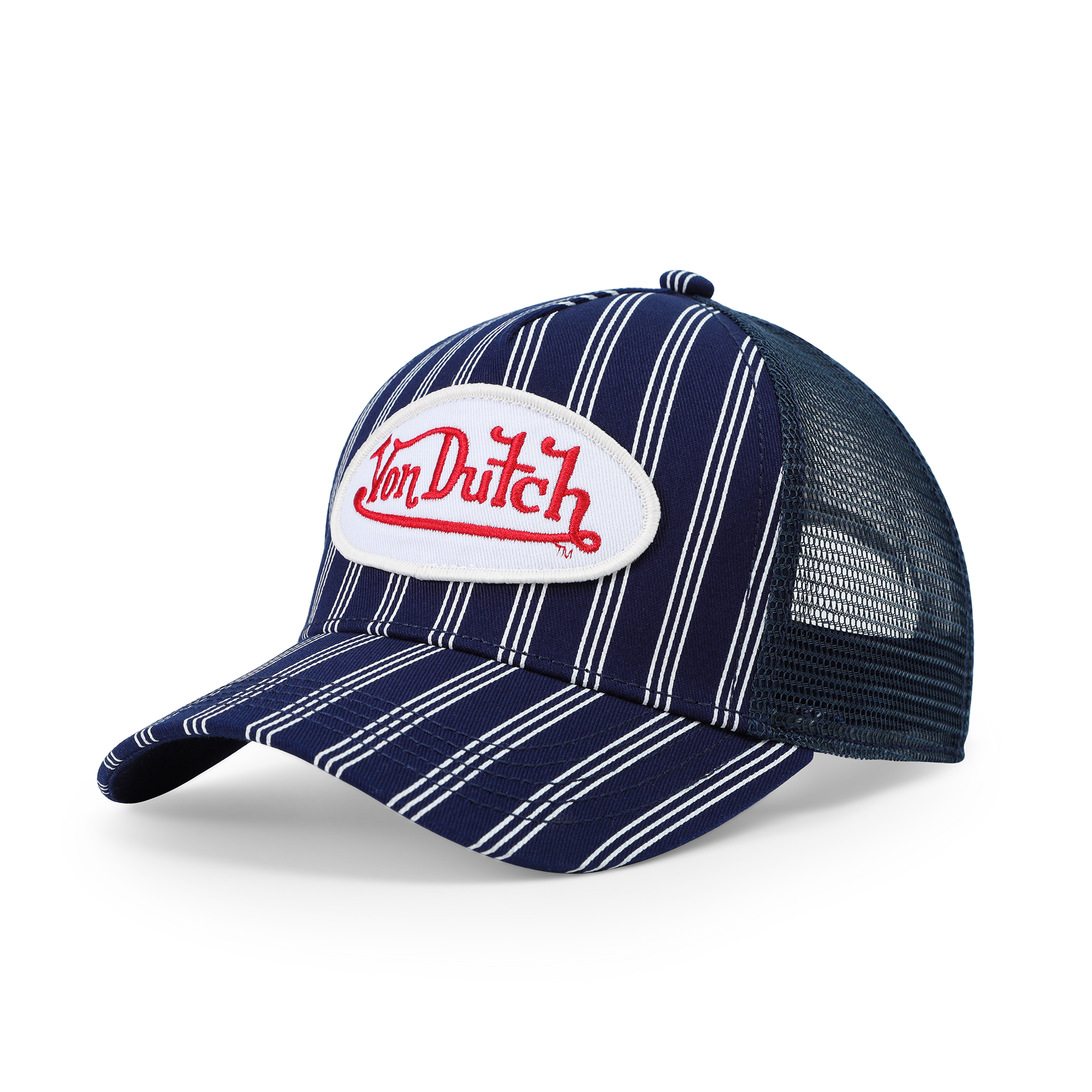 Von Dutch Kids Classic Trucker Hat - Navy White Stripe - Image 3