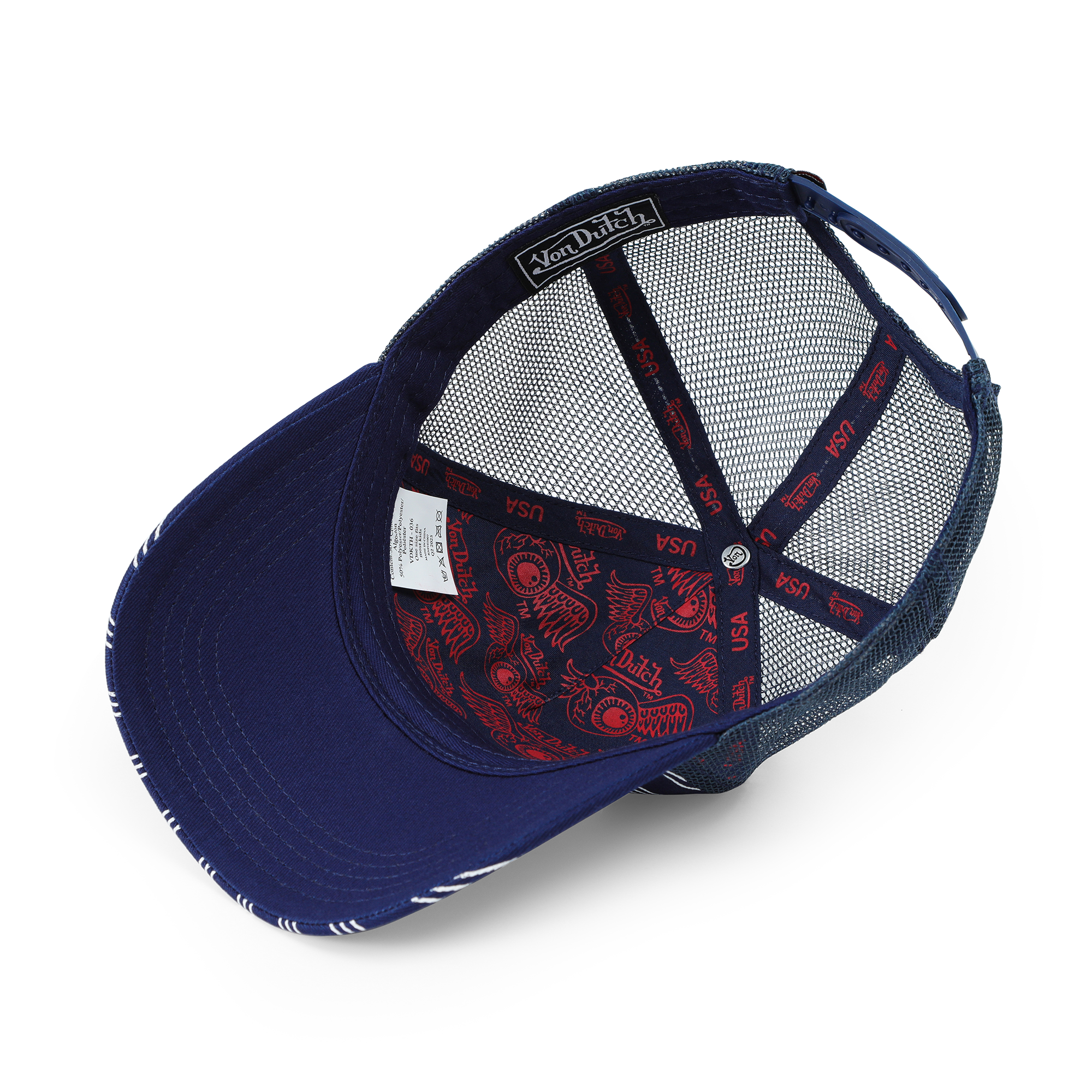 Von Dutch Kids Classic Trucker Hat - Navy White Stripe - Image 4