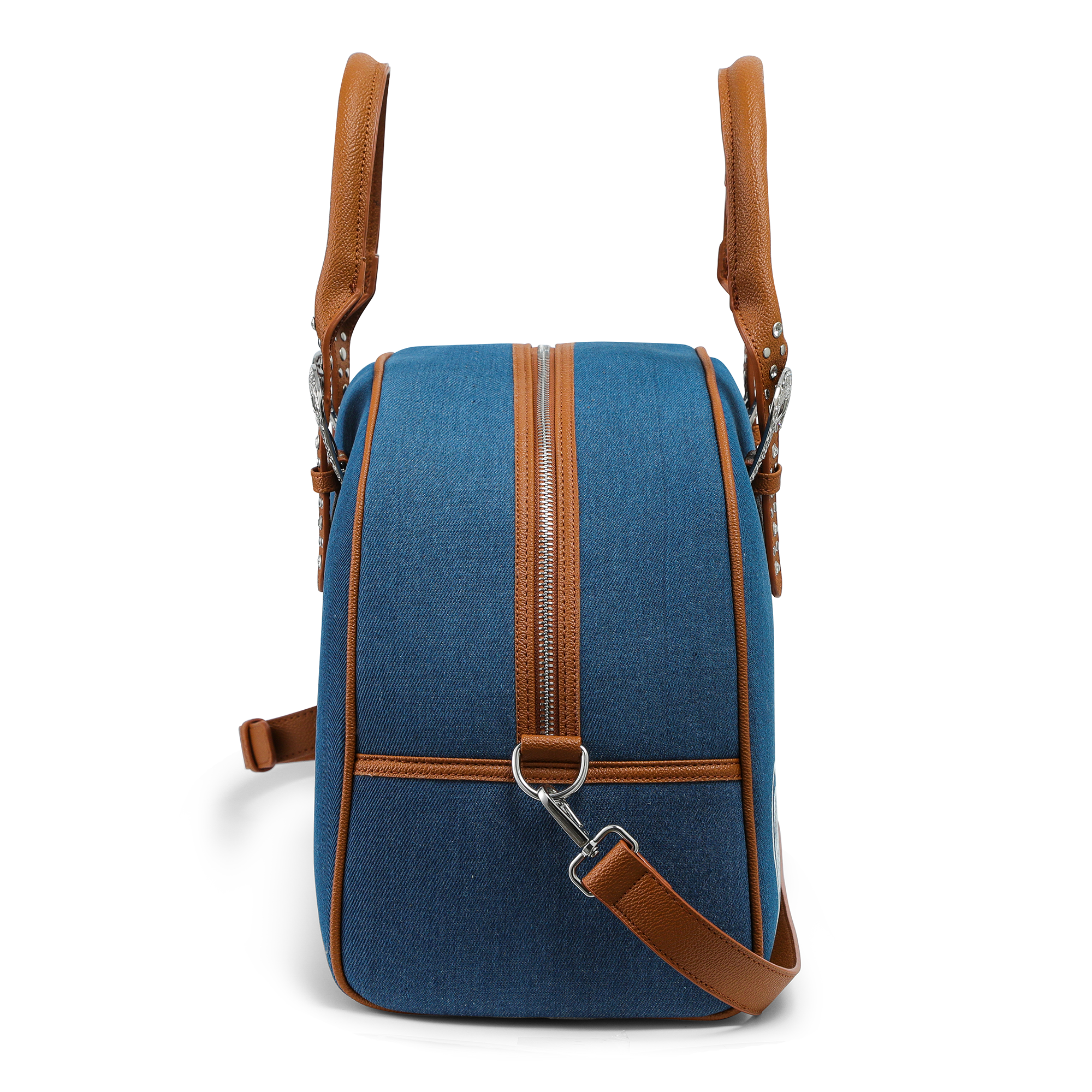 Von Dutch Denim & Brown Duffle Bowling Bag - Image 5