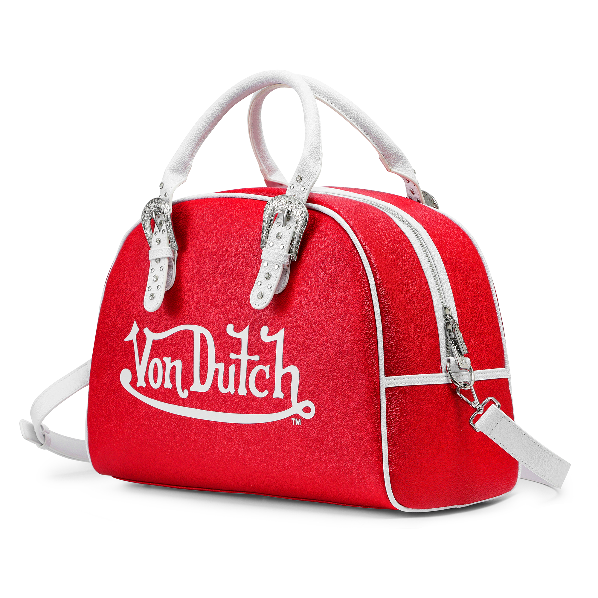 Von Dutch Red & White Duffle Bowling Bag - Image 2