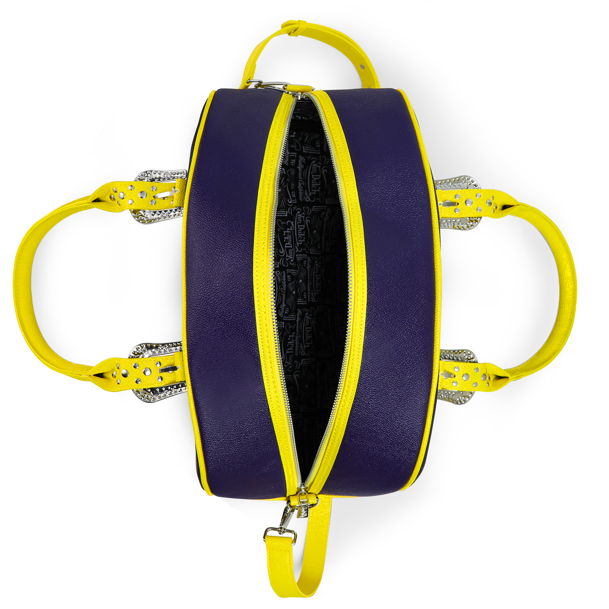 Von Dutch Navy Blue & Yellow Duffle Bowling Bag - Image 3