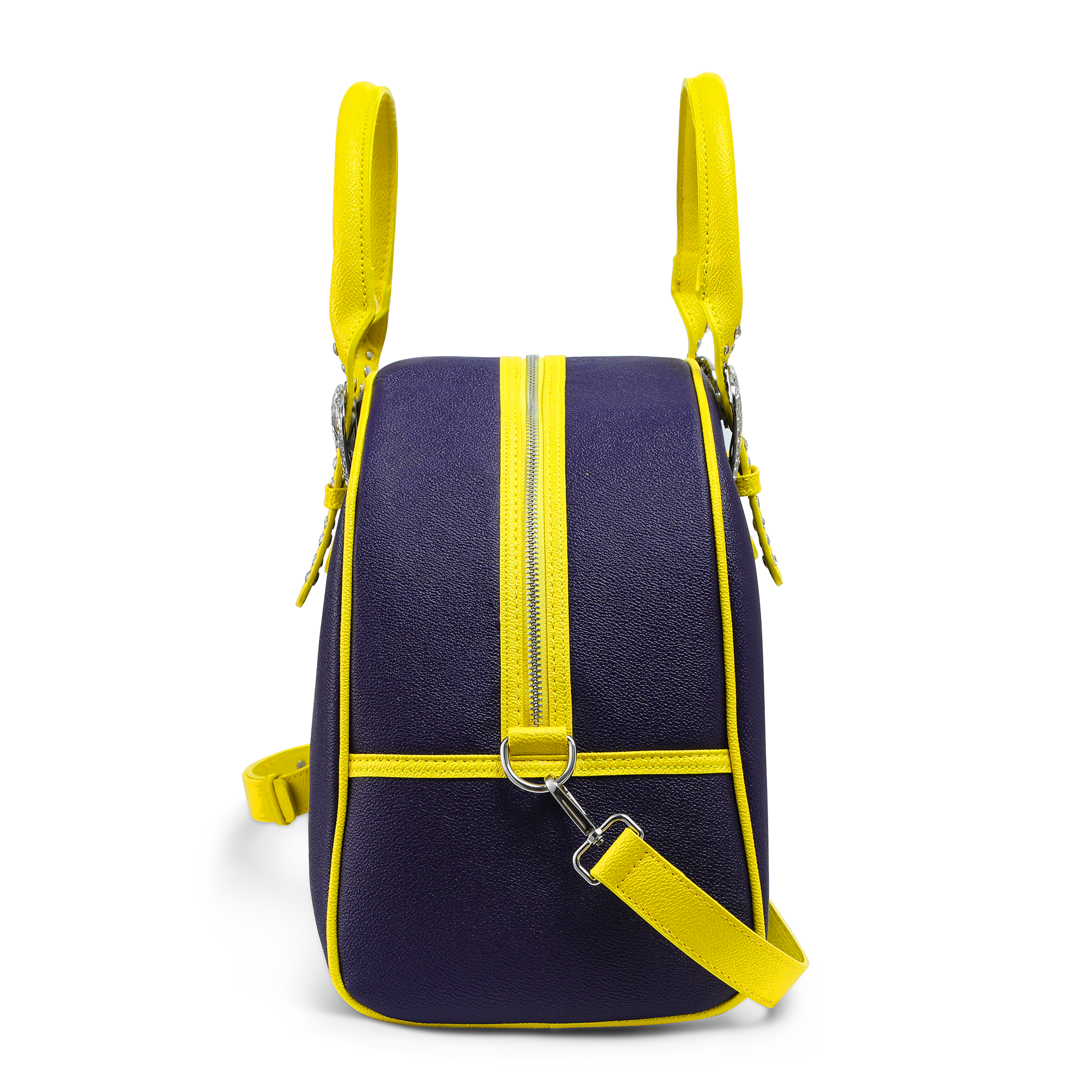 Von Dutch Navy Blue & Yellow Duffle Bowling Bag - Image 5