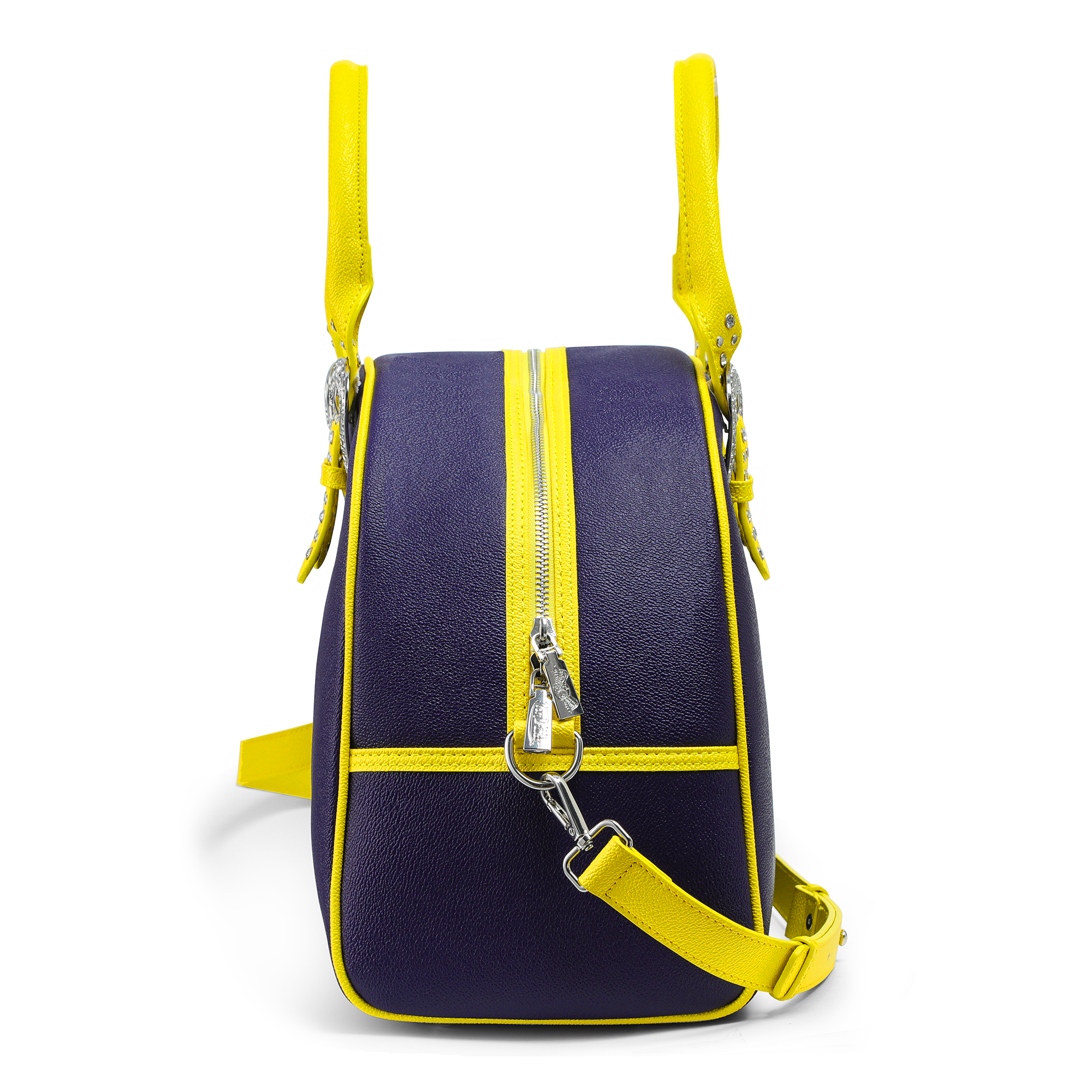 Von Dutch Navy Blue & Yellow Duffle Bowling Bag - Image 6